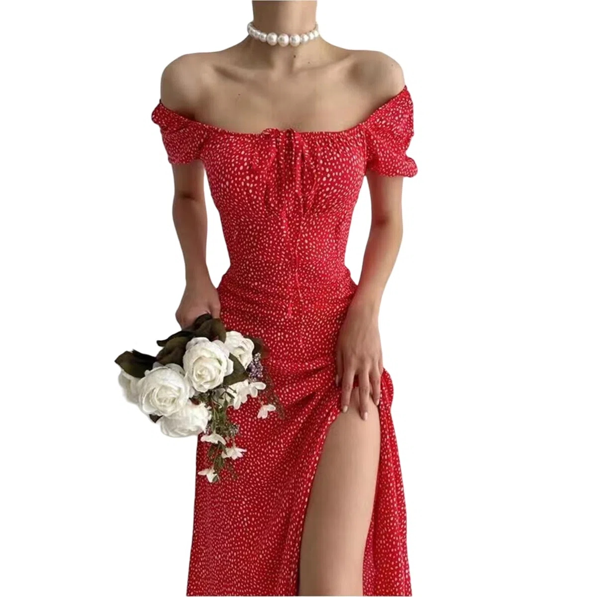 Vestidos de Verano Vestidos Femeninos Elegantes Vestidos de Hombro Y Espalda Abiertos Cintura de Verano Vestidos Largos Vestidos de Manga Corta Envueltos en Caderas Fiesta, HUTALIM, Rojo - a, s
