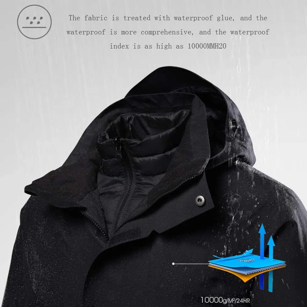 MU Chaqueta de Esquí a Prueba de Agua de Los Hombres 3 en 1 - Chaqueta de Pato Hacia Abajo - Abrigo de Nieve a Prueba de Viento a Prueba de Viento - Chaquetas de Snowboard -Thingbreaker Ropa/Grey/S