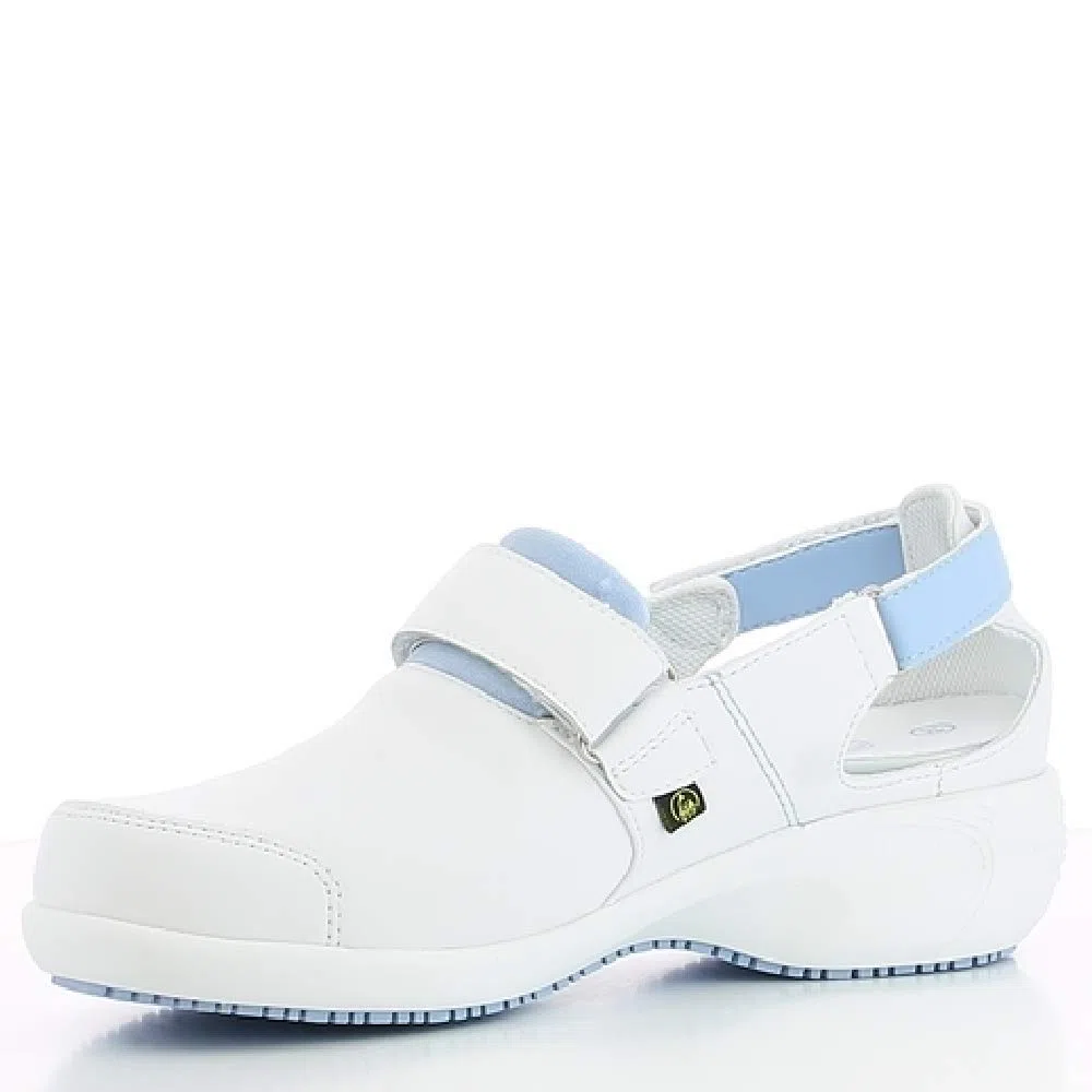 Oxypas Zapatos de Trabajo de Cuero - Salma - Zuecos de Seguridad para Mujer, Antideslizantes y Cómodos Ideales para Cuidados Hospitalarios y de Enfermería