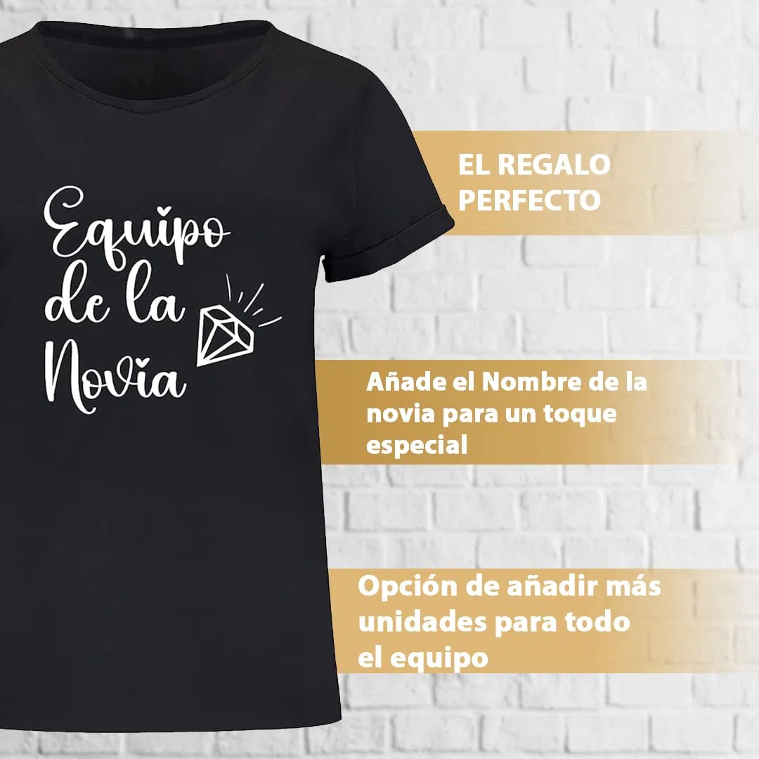 Camiseta despedida soltera personalizada con nombre | Pack 5 unidades | Novia | Team Bride | Equipo de la novia