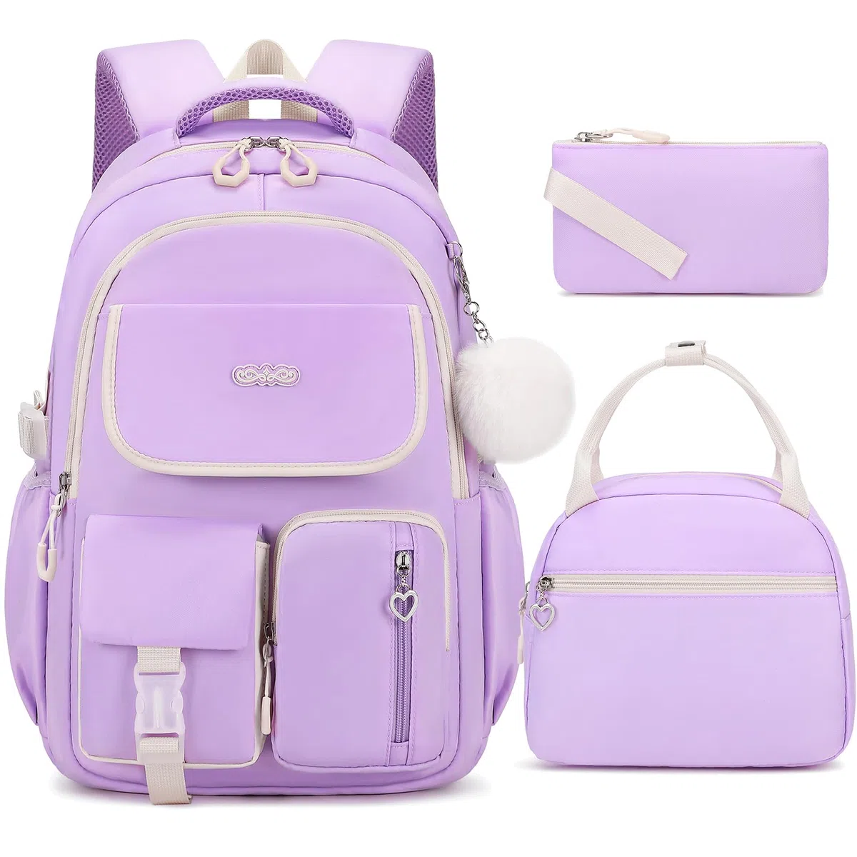 DIGOBAY Mochilas para niñas, mochila escolar de 3 piezas con lonchera y estuche para lápices para adolescentes y niñas