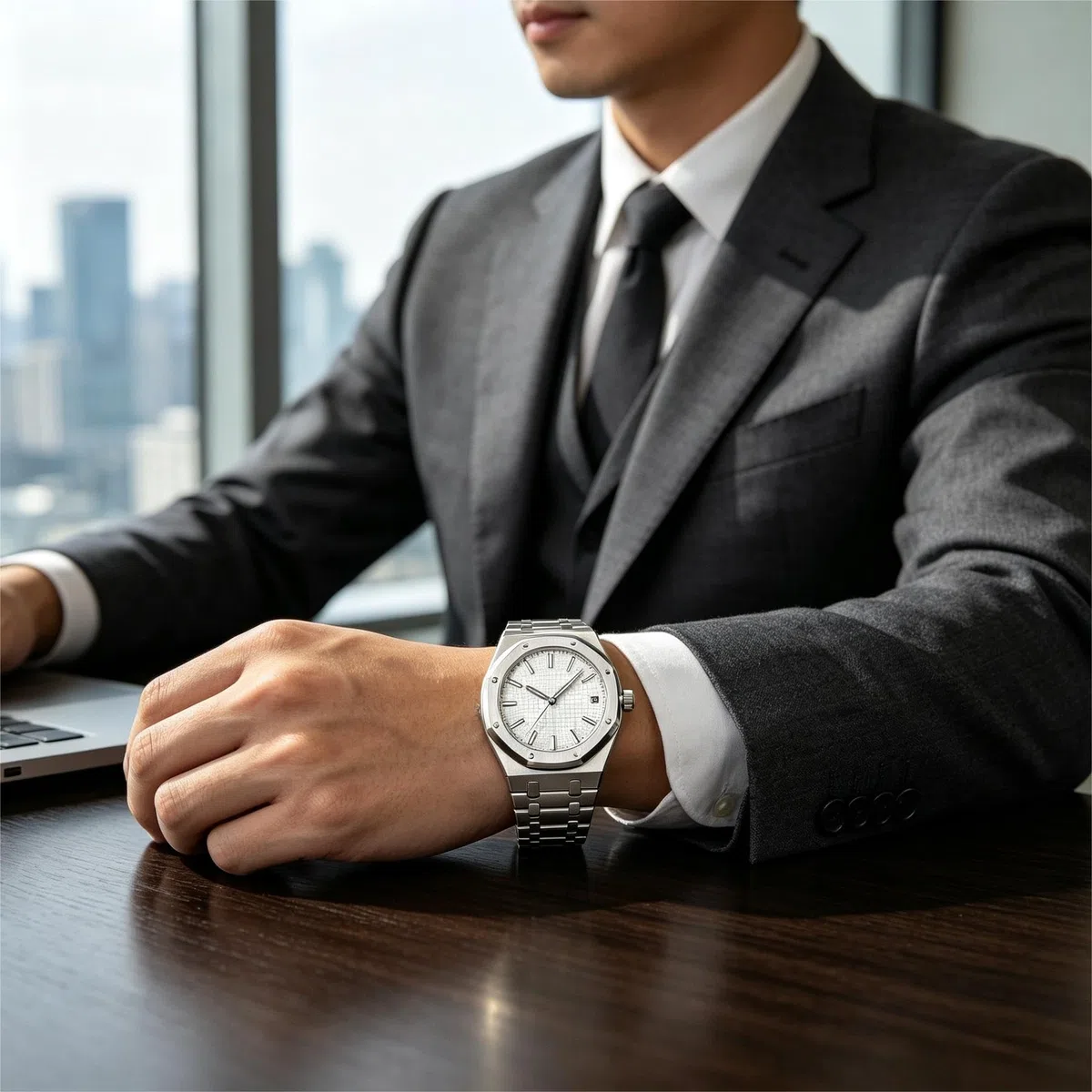 Reloj mecánico automático Octogonal de acero con calendario