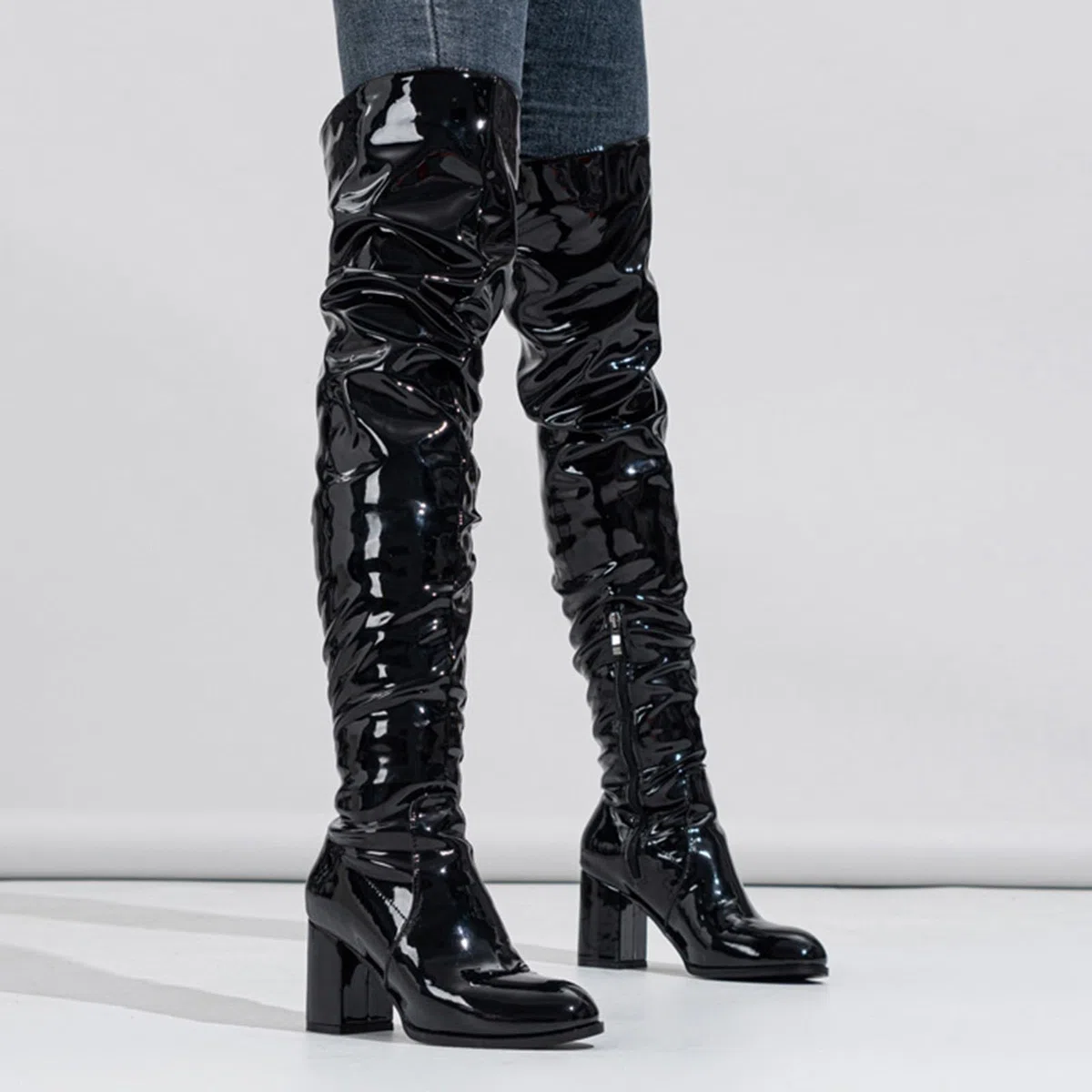 Botas de Invierno Mujer Botas de Cuero Moda con Punta Redonda para Mujer para la Temporada otoño e Invierno, versátiles hasta la Rodilla a Moda