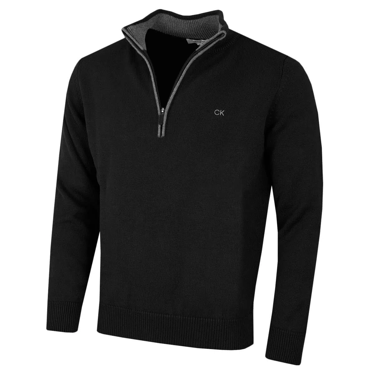 Calvin Klein Jersey de Punto de algodón con 1/2 Cremallera -Negro - S