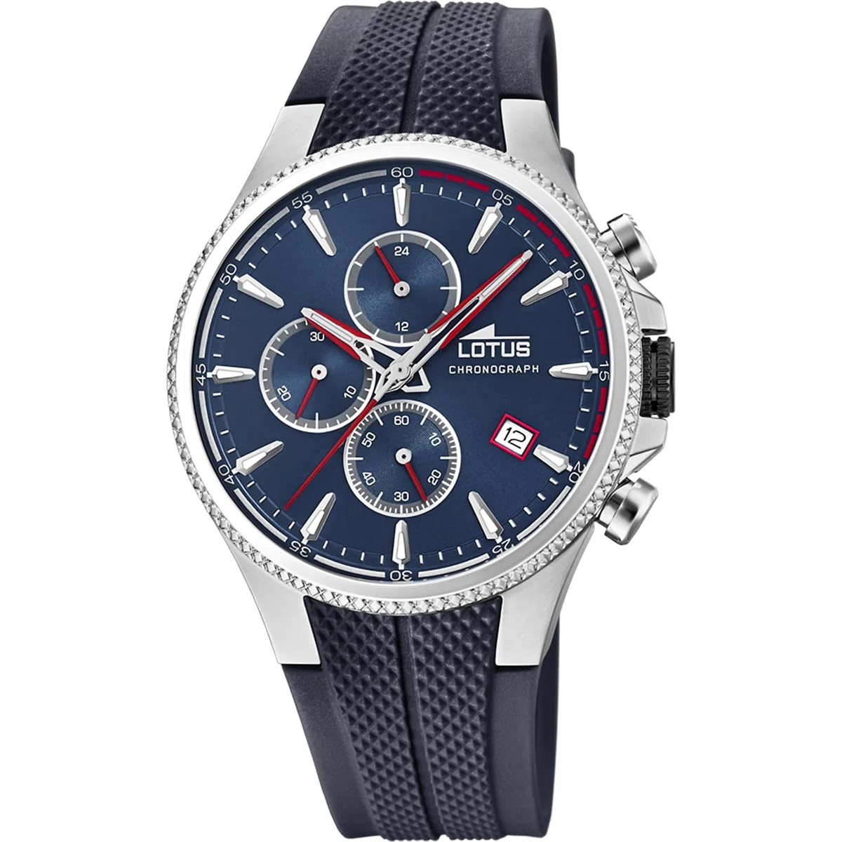 LOTUS Reloj Hombre Analógico de Caucho - Movimiento de Cuarzo Reloj Deportivo Hombre - Cronógrafo - Calendario - Cristal Mineral de Alta Resistencia - Resistente al Agua 5 ATM 18621 Chrono