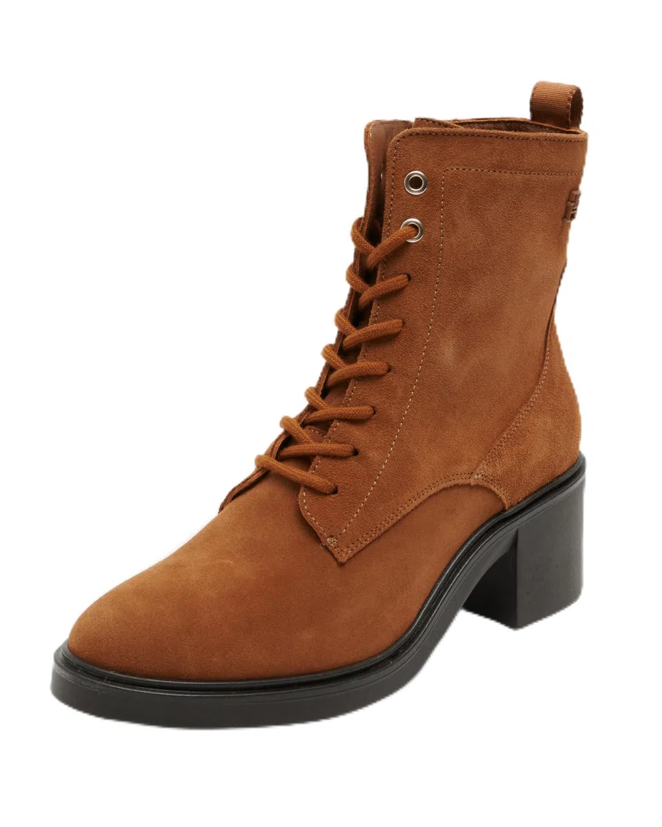 Tommy Hilfiger Botines Mujer Suede Mid Heel Laceup con tacón