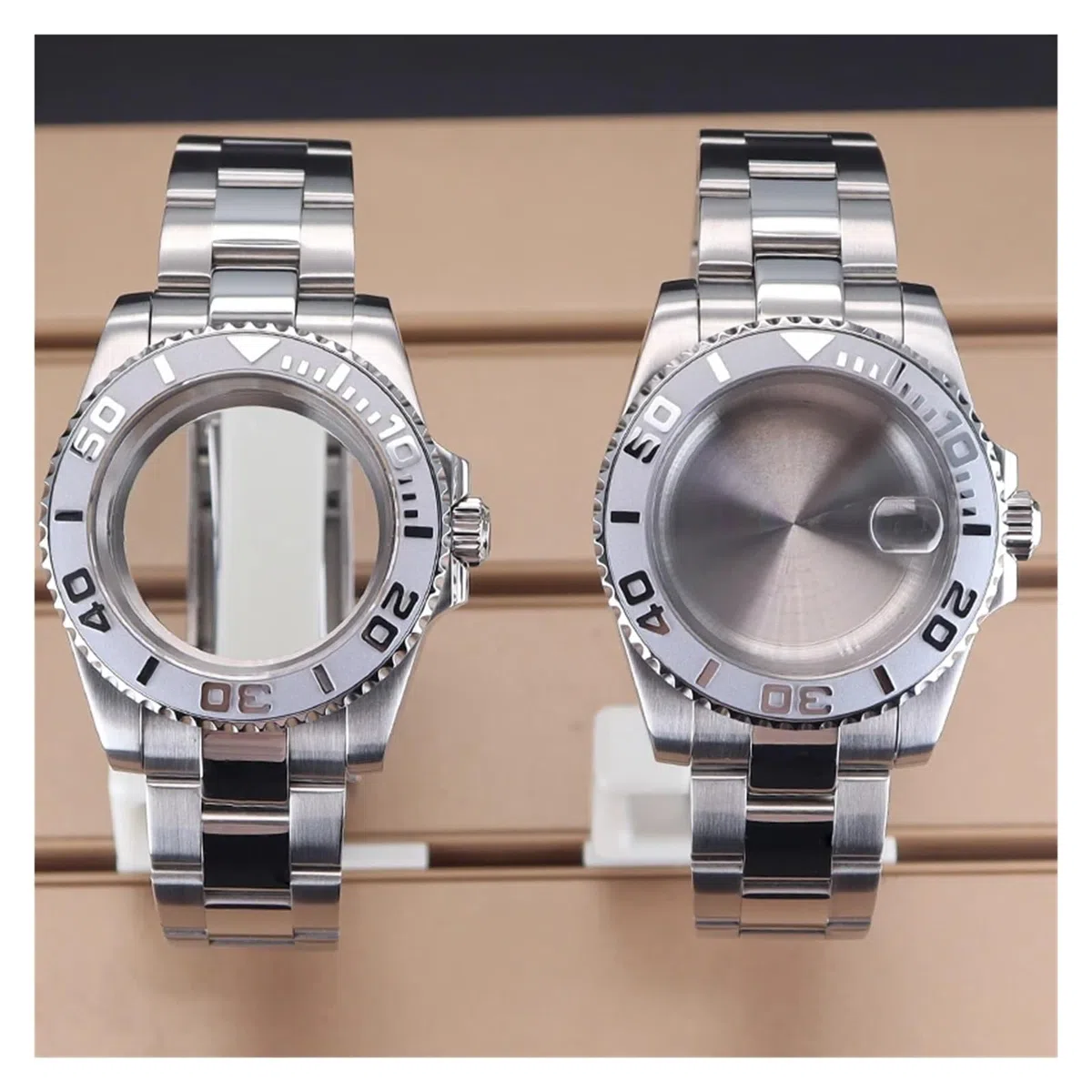 Caja de reloj de 40 mm, esfera de cristal de zafiro de 28,5 mm, compatible con movimiento Nh35/Nh36/Nh34/Eta 2824/Miyota 8215 (parte inferior de cristal 2 para NH34/35/36/38)