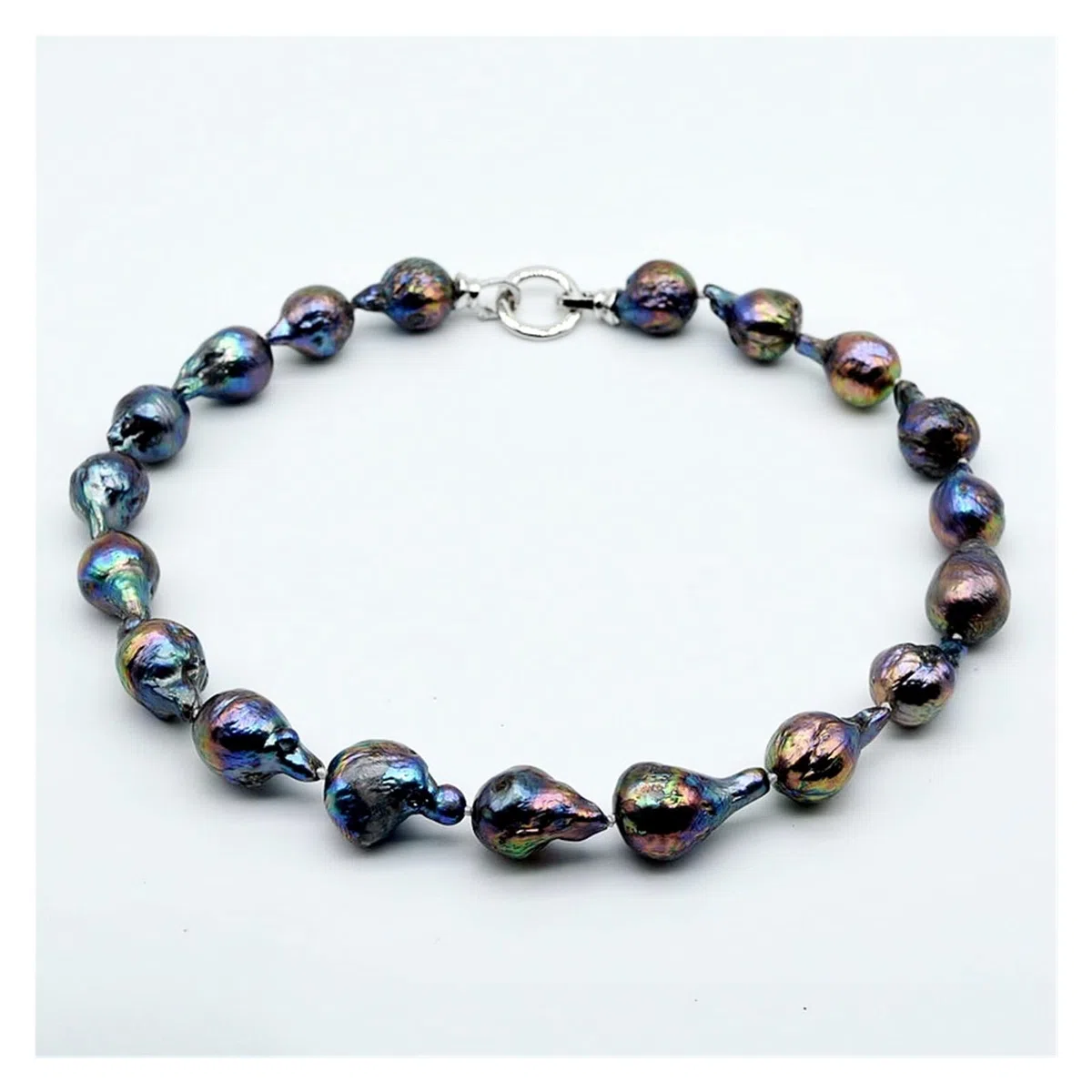 Collar de perlas barrocas de agua dulce AAAA, diámetro 14-15 mm, azul oscuro/verde malaquita/negro, collar corto, collar de perlas for mujer cumplir