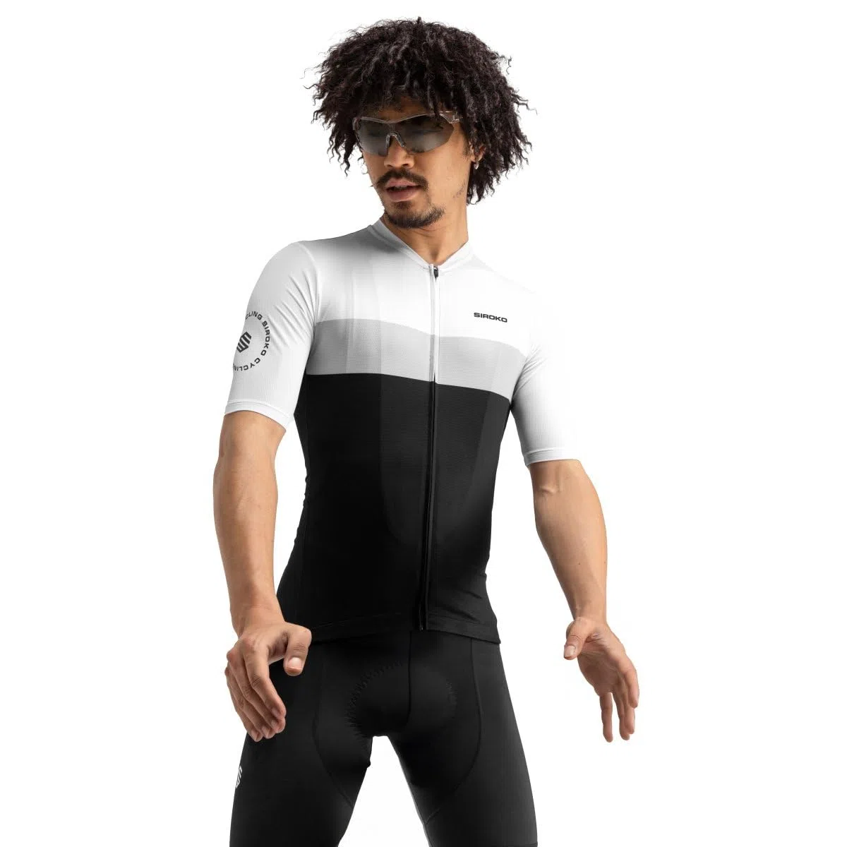 SIROKO - Maillot de Ciclismo Verano M3 Podium - S - Negro/Blanco