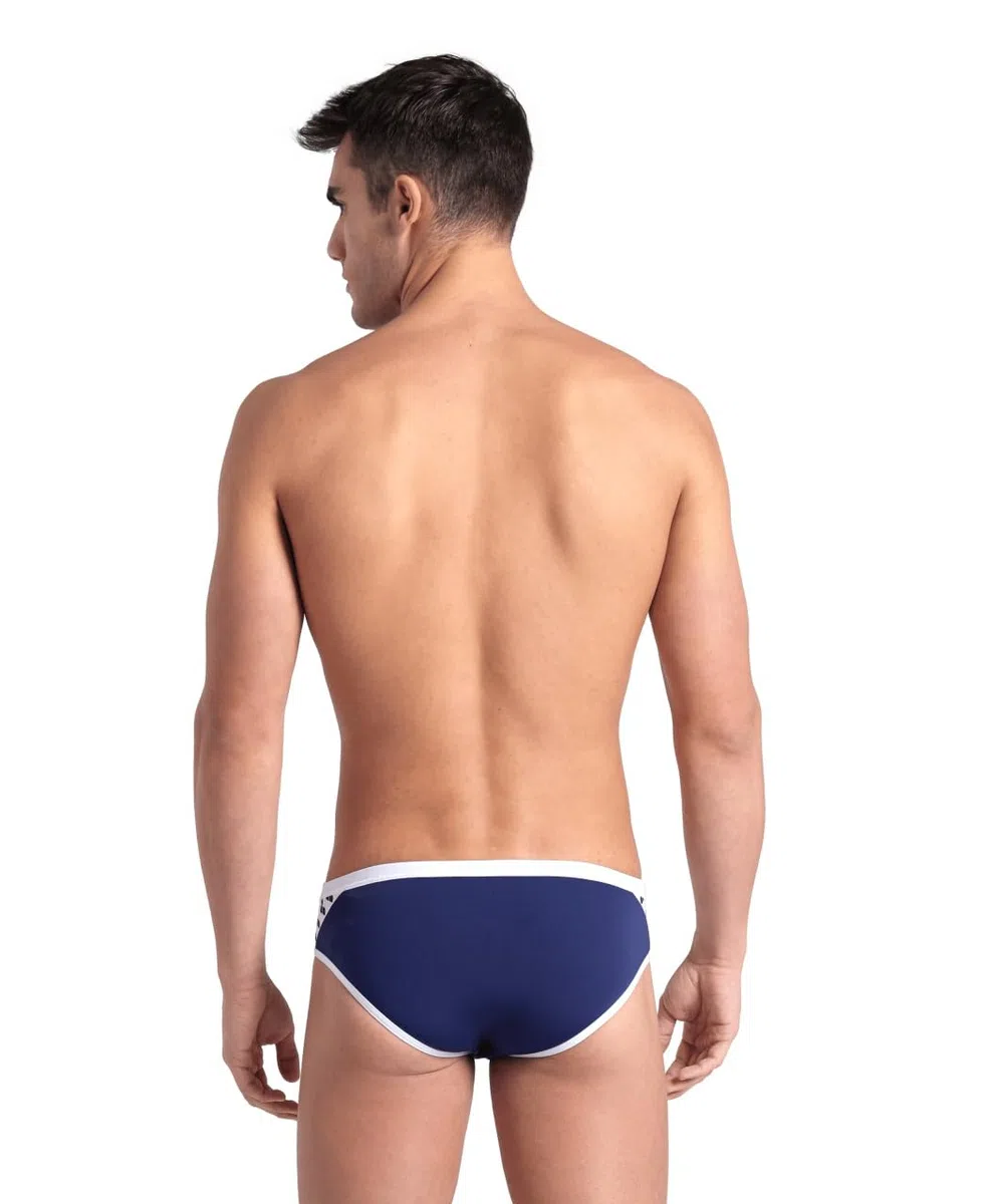ARENA Men's Icons Solid Swim Briefs Professional Training Swimsuit Sports Trunk Bañador, Azul Marino/Blanco, 38 Hombres