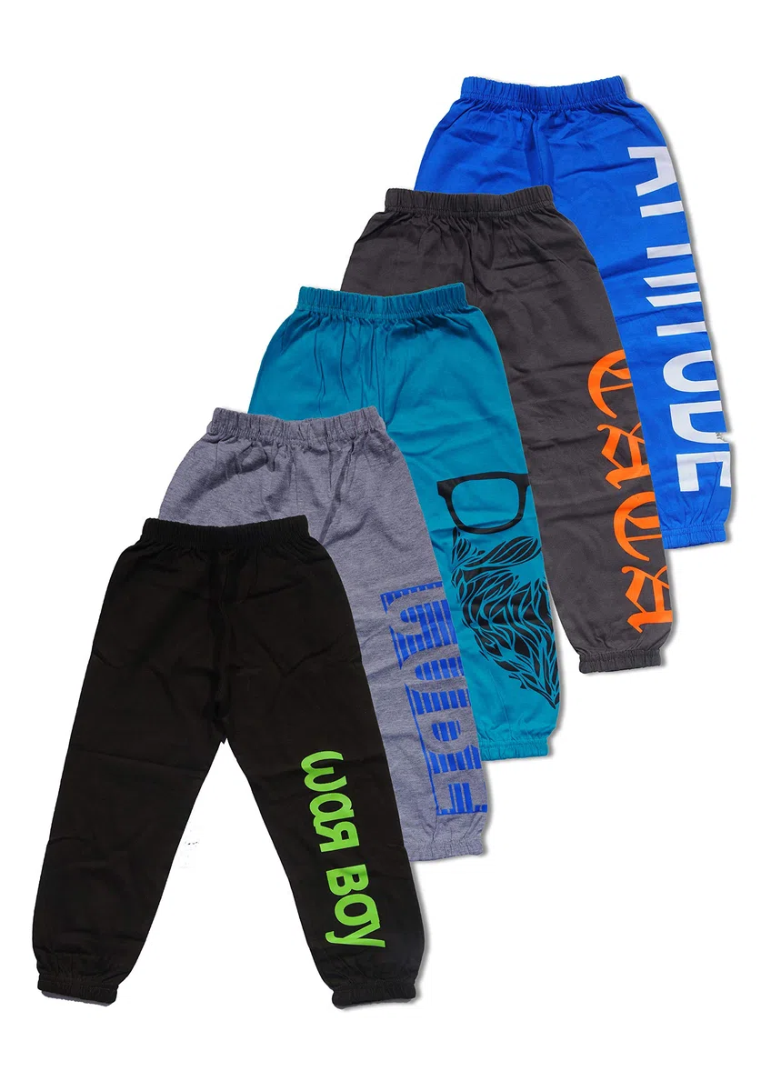 T2F Pantalones deportivos estampados para niño (paquete de 5, multicolor)