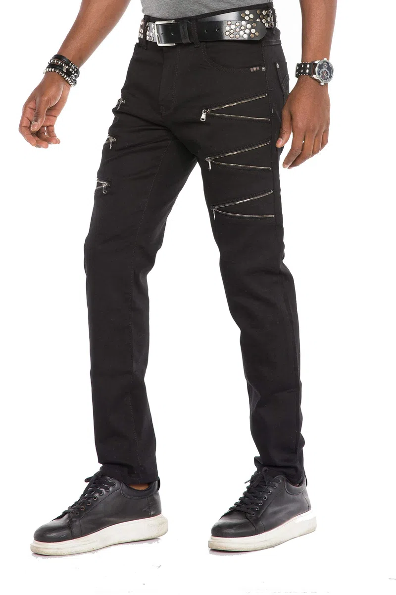 Cipo & Baxx Pantalones vaqueros de corte recto para hombre, con cremallera