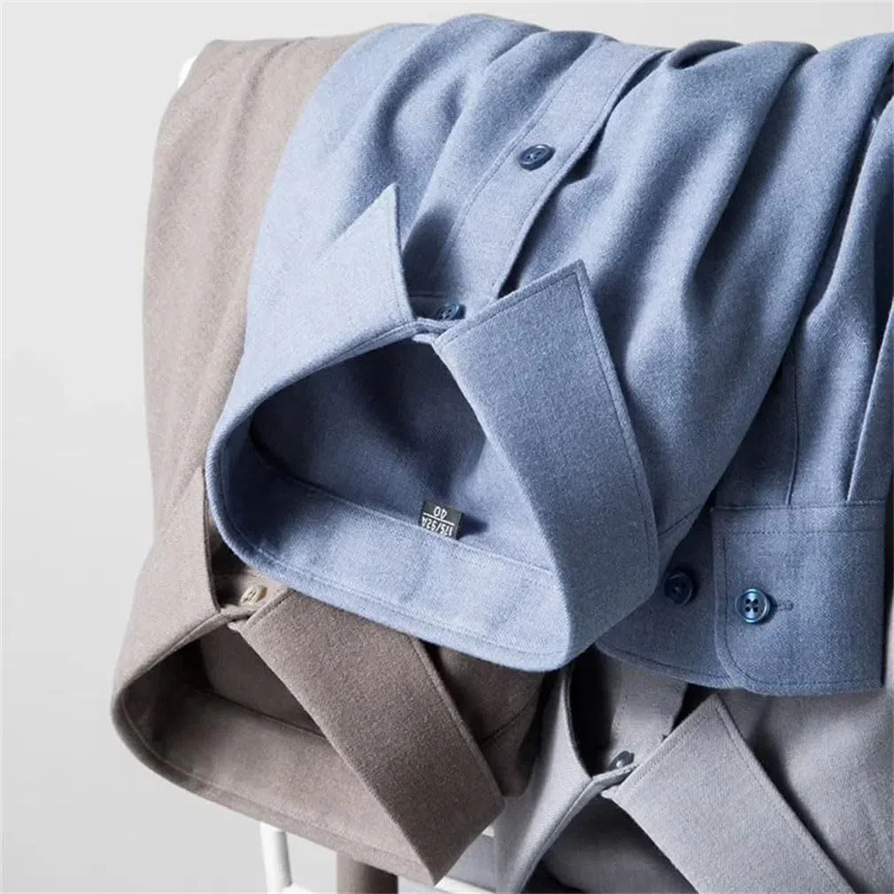 Camisas de manga larga para hombre, ajustadas, de lana, para oficina, diseñador, elegante, con botones, S9790, XXL