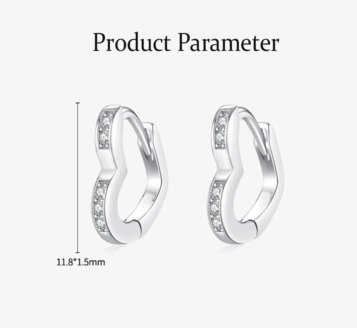 Pendientes elegantes de oro blanco de 18 quilates para mujer, moissanita blanca, aretes de aro pequeños de oro real de 18 quilates para mujer, forma de corazón