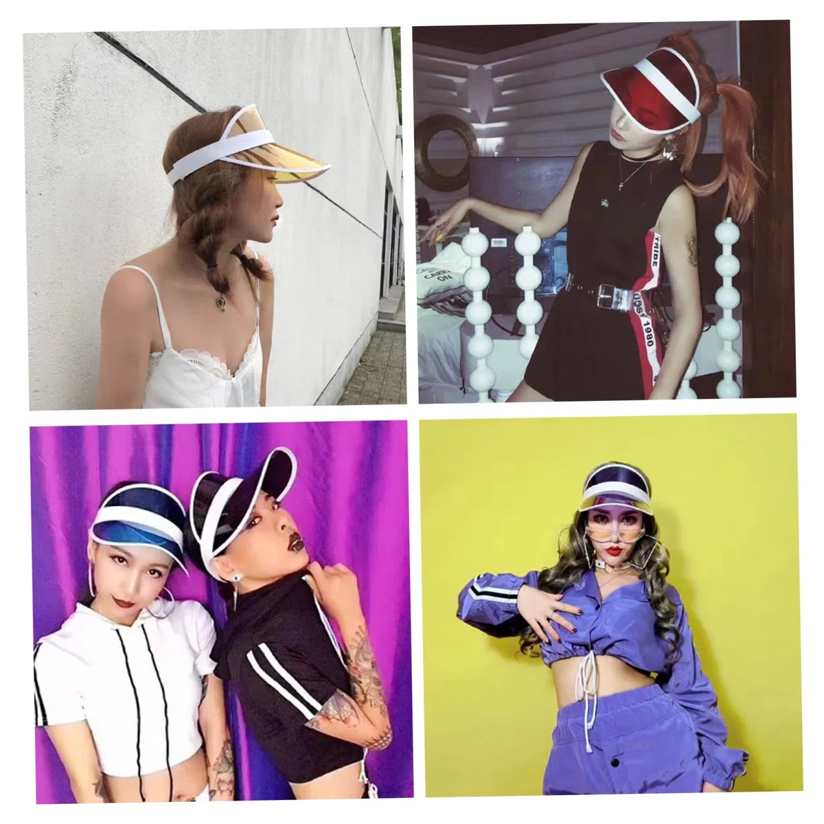8 Uds. Viseras de plástico para Mujer, Visera Deportiva de Verano para Pub, Golf, Visera de neón para Exteriores de los años 80, Accesorios para Disfraces, Juego de Recuerdos de Fiesta