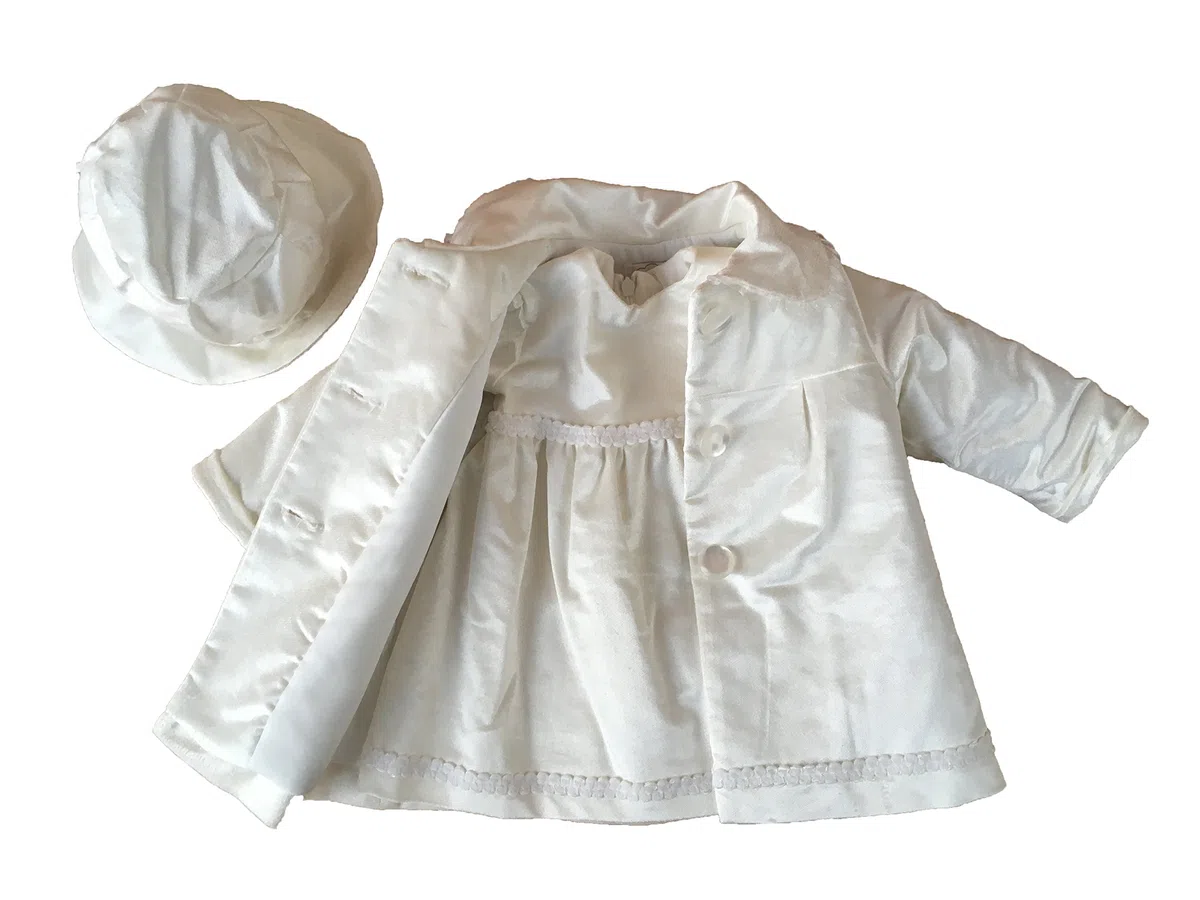 Vestido de invierno para bautizo (terciopelo), color marfil marfil 80 cm