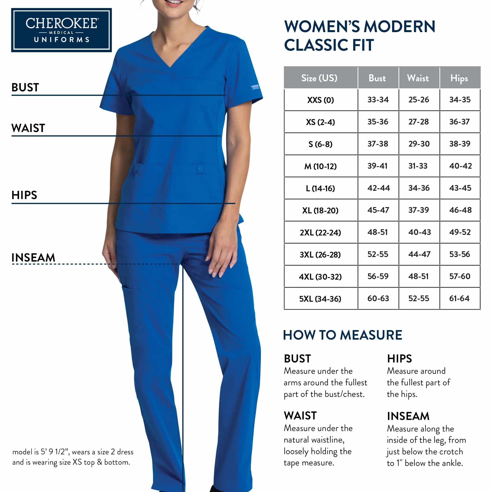 Cherokee Conjunto de uniforme médico para mujer con cuello en V, WW657 con pantalón médico de tiro medio y pierna cónica con cordón WW105, Ciel- 2XL Top / 2XL Petite Pant