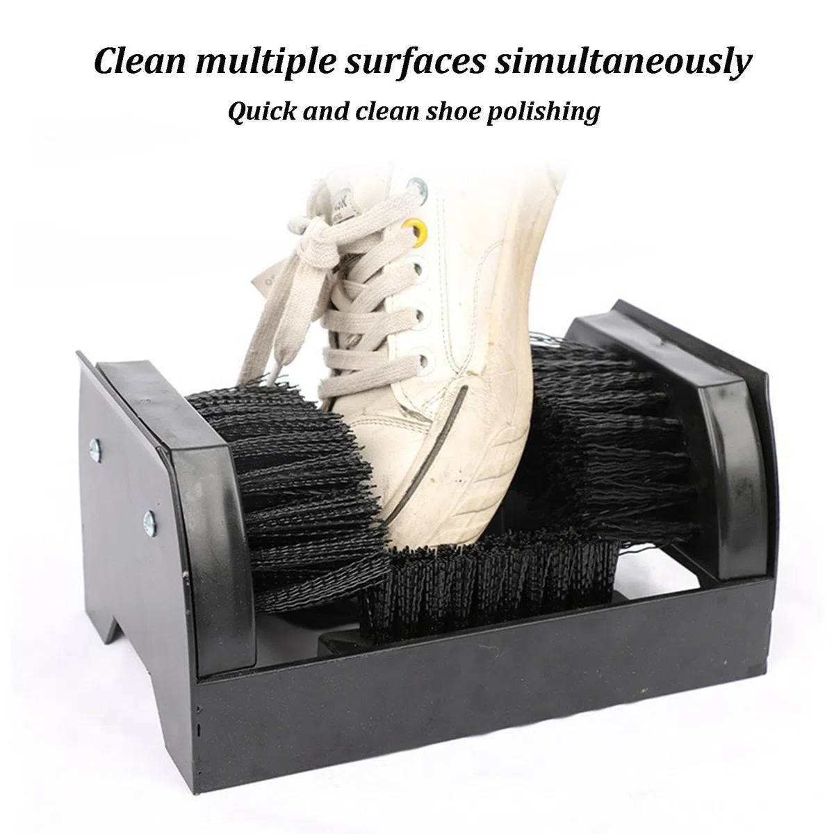Limpiador de botas resistente con mango de doble cepillo, limpiador de zapatos para exteriores, para granjas, jardines, obras de construcción