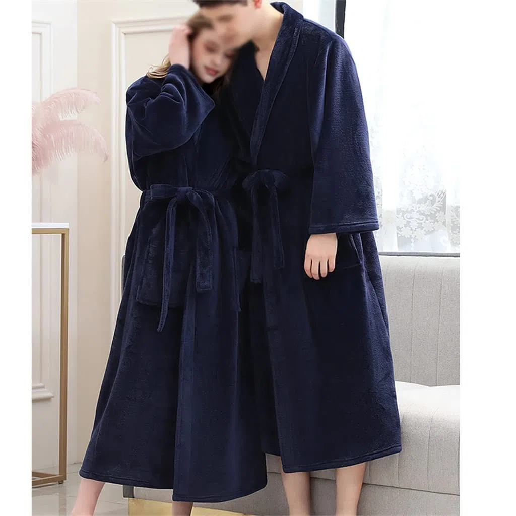 Albornoz Pijamas de Talla Grande for Mujeres Amantes Kimono de Franela de Invierno Largo y cálido for Hombres(XXL)