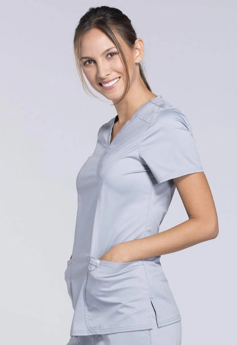 Cherokee Conjunto de uniforme médico para mujer, ajuste clásico moderno WW610 con pantalón de pierna recta y tiro medio, WW110, color gris, talla XS
