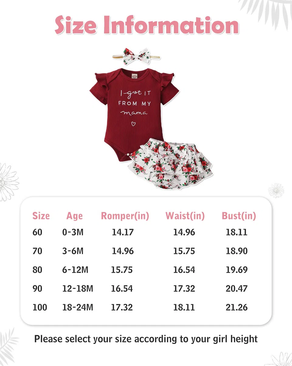Bebé Recién Nacido Bebé Ropa Mameluco Pantalones Cortos Conjunto Floral Verano Trajes Lindo Bebé Ropa Niña - rojo - 12 -18 meses