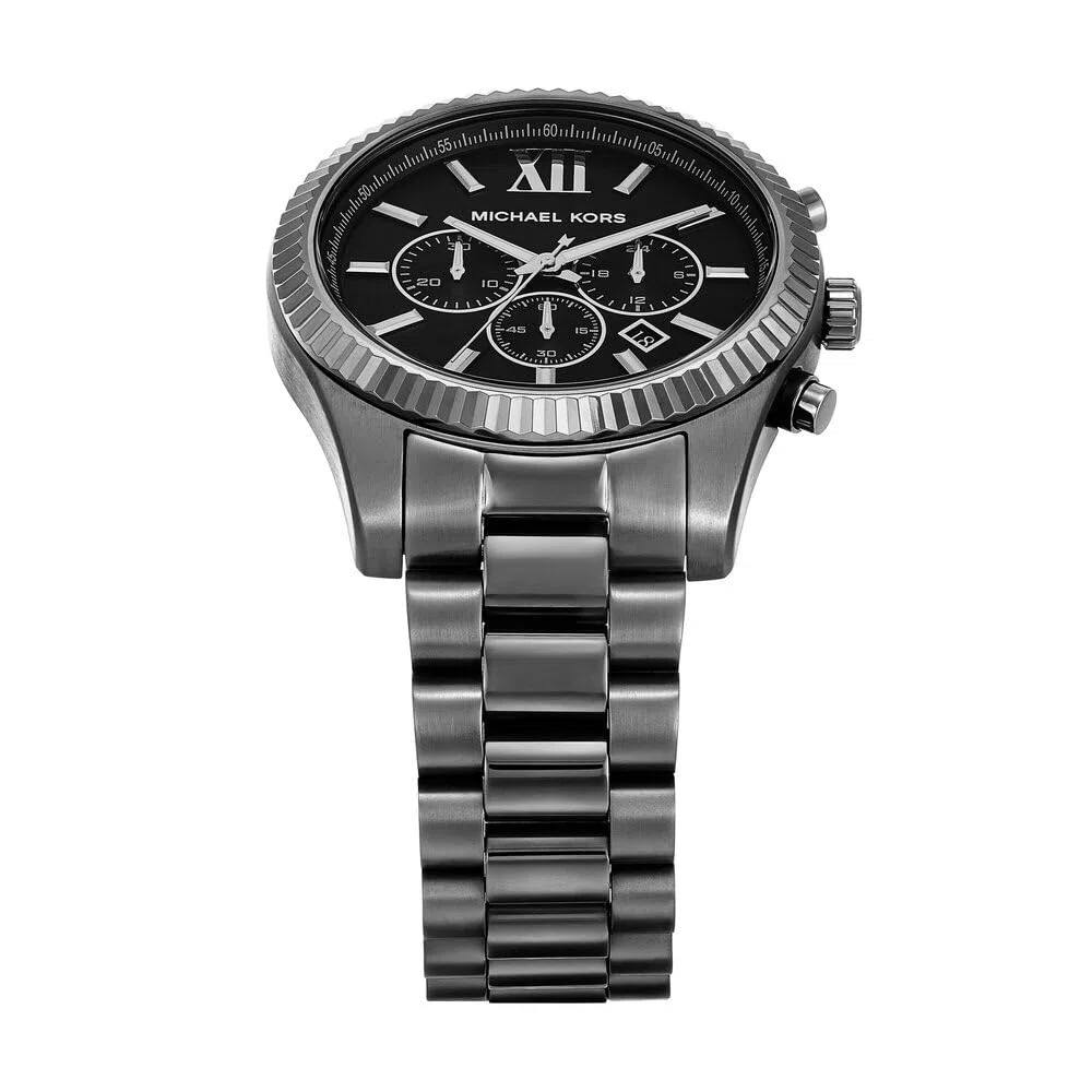 Michael Kors Reloj Lexington para Hombre, Movimiento cronógrafo de Cuarzo de 44 mm con Correa de Acero Inoxidable