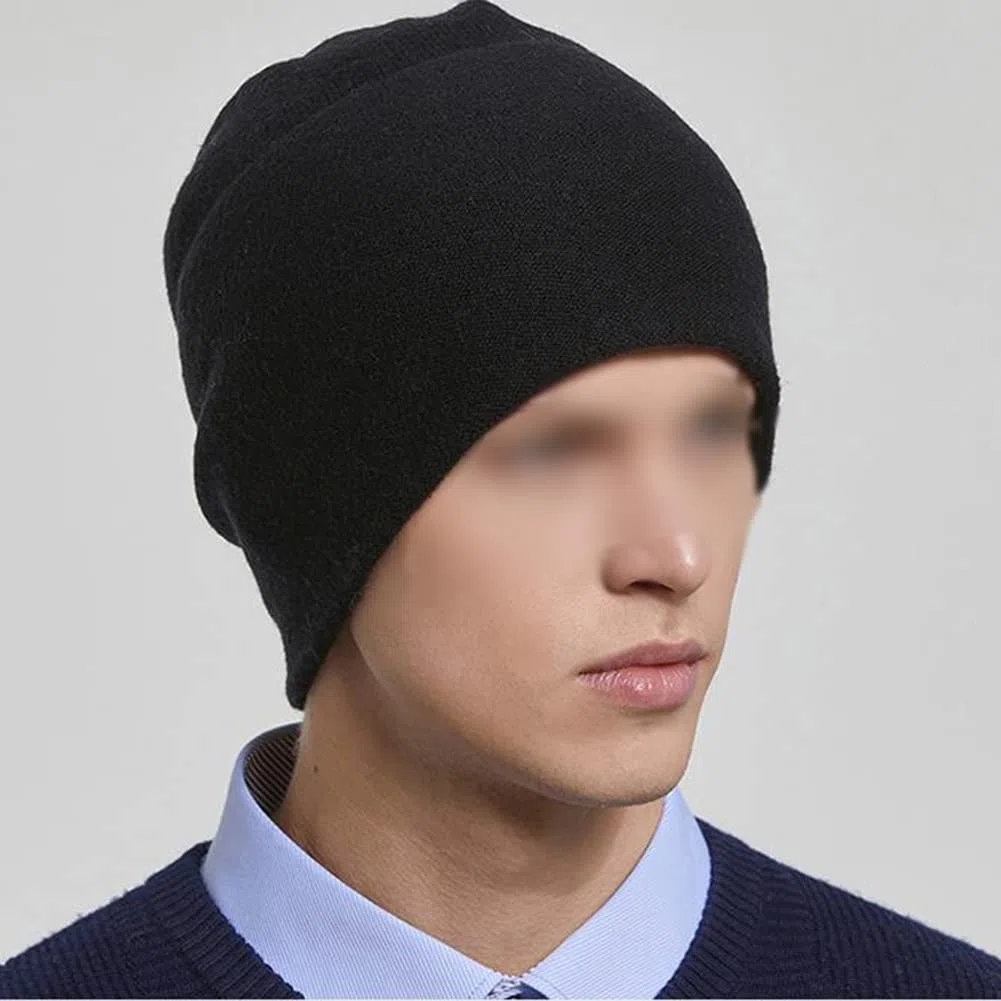 Gorro Clásico para Hombre Mujer,Gorro de Punto Elástico,Gorro Cálido para Uso Diario,100% Cachemira