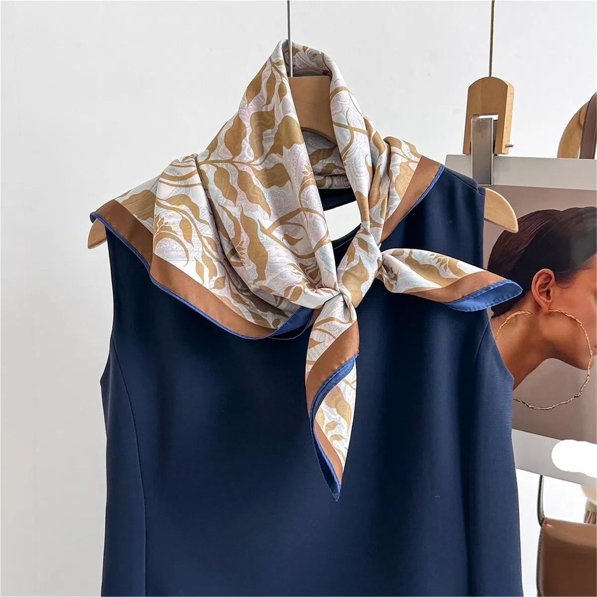 Bufanda de Seda for Mujer, 1 Uds., Bufanda Cuadrada de Seda de imitación, pañuelo de Doble Cara for Mujer, Diademas Estampadas, chales