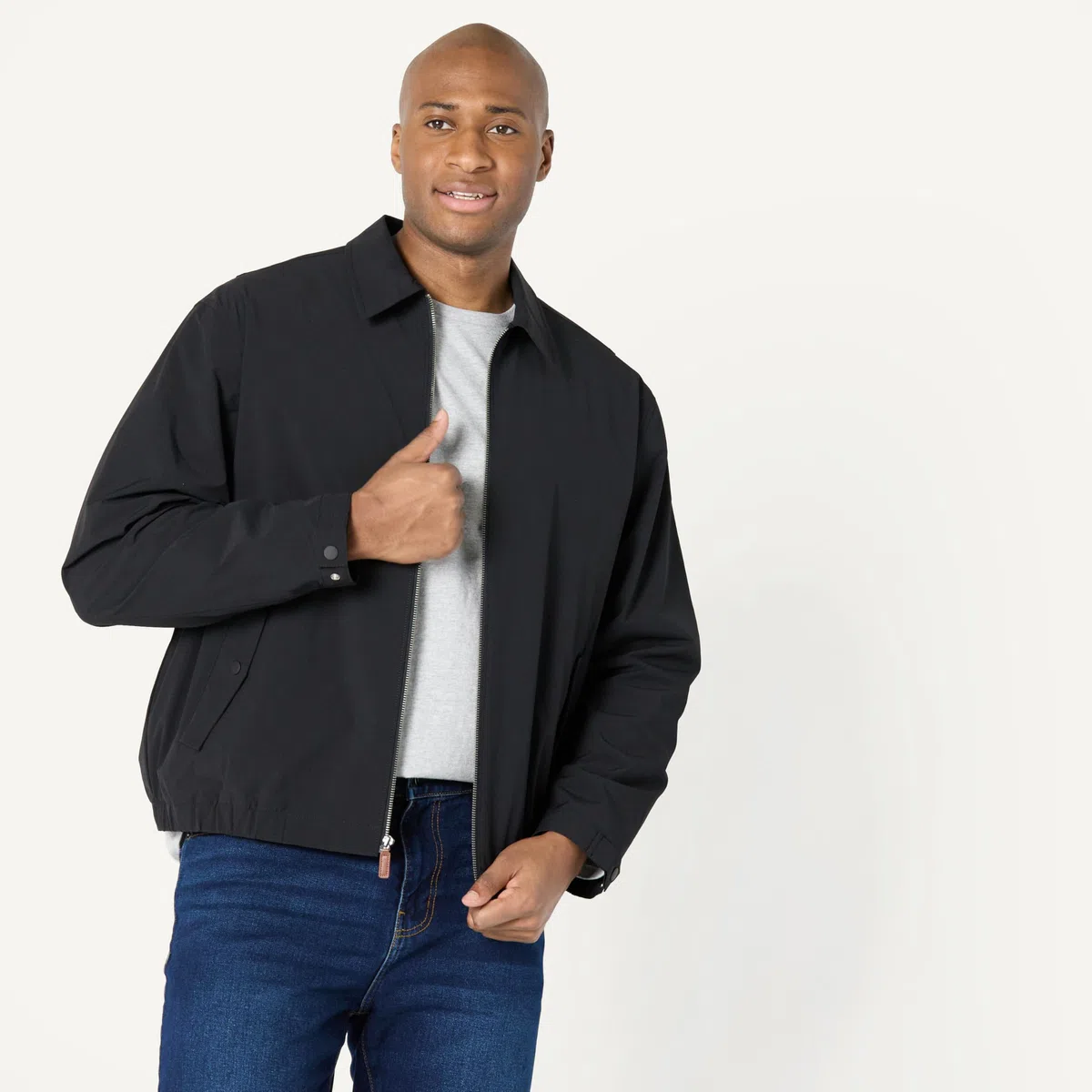 Amazon Essentials Hombre Chaqueta Bomber Elástica, Ligera y Holgada con Cremallera