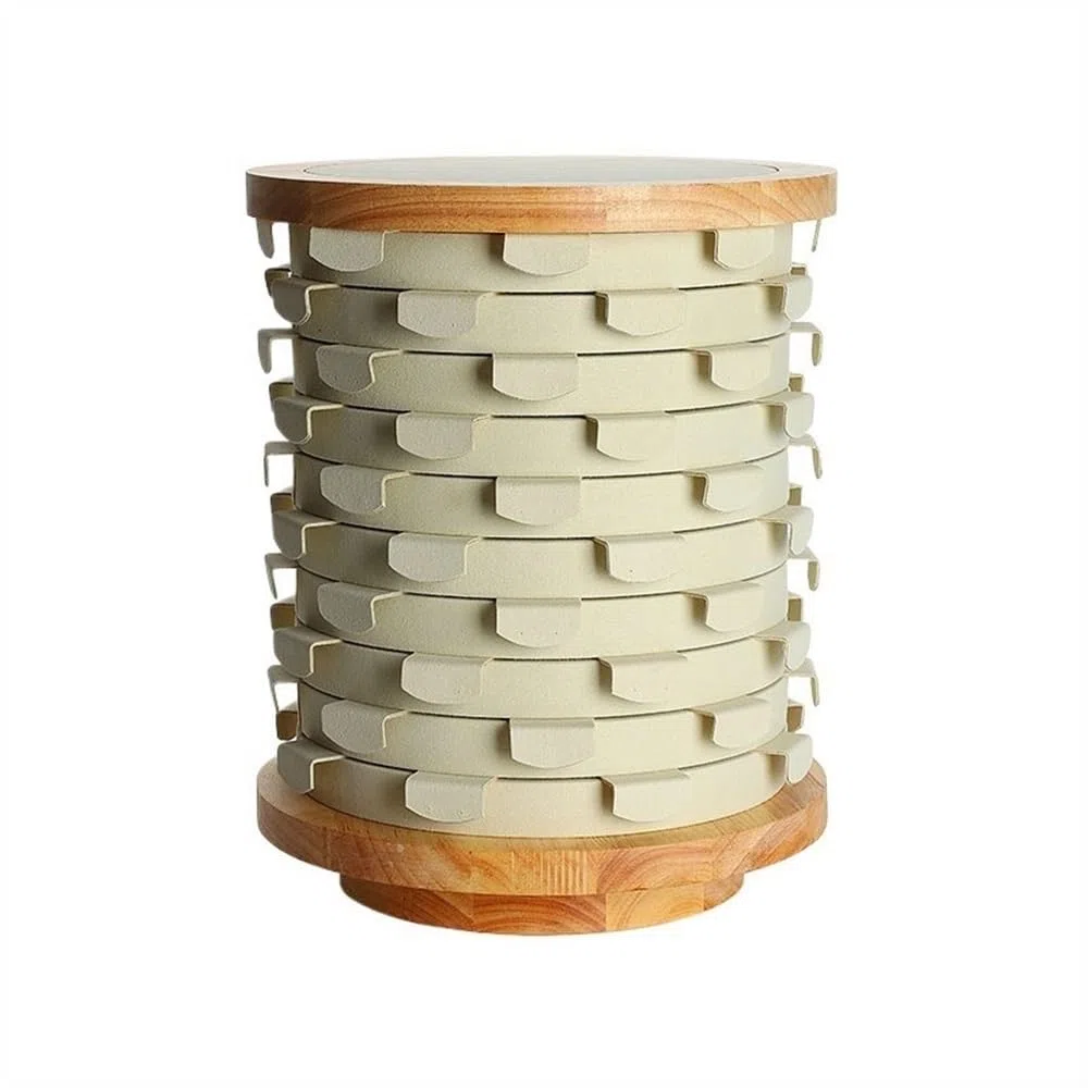 Expositor de Joyas Giratorio de Madera Maciza para Pendientes, Gran Capacidad, Organizador de Almacenamiento (Blanco)