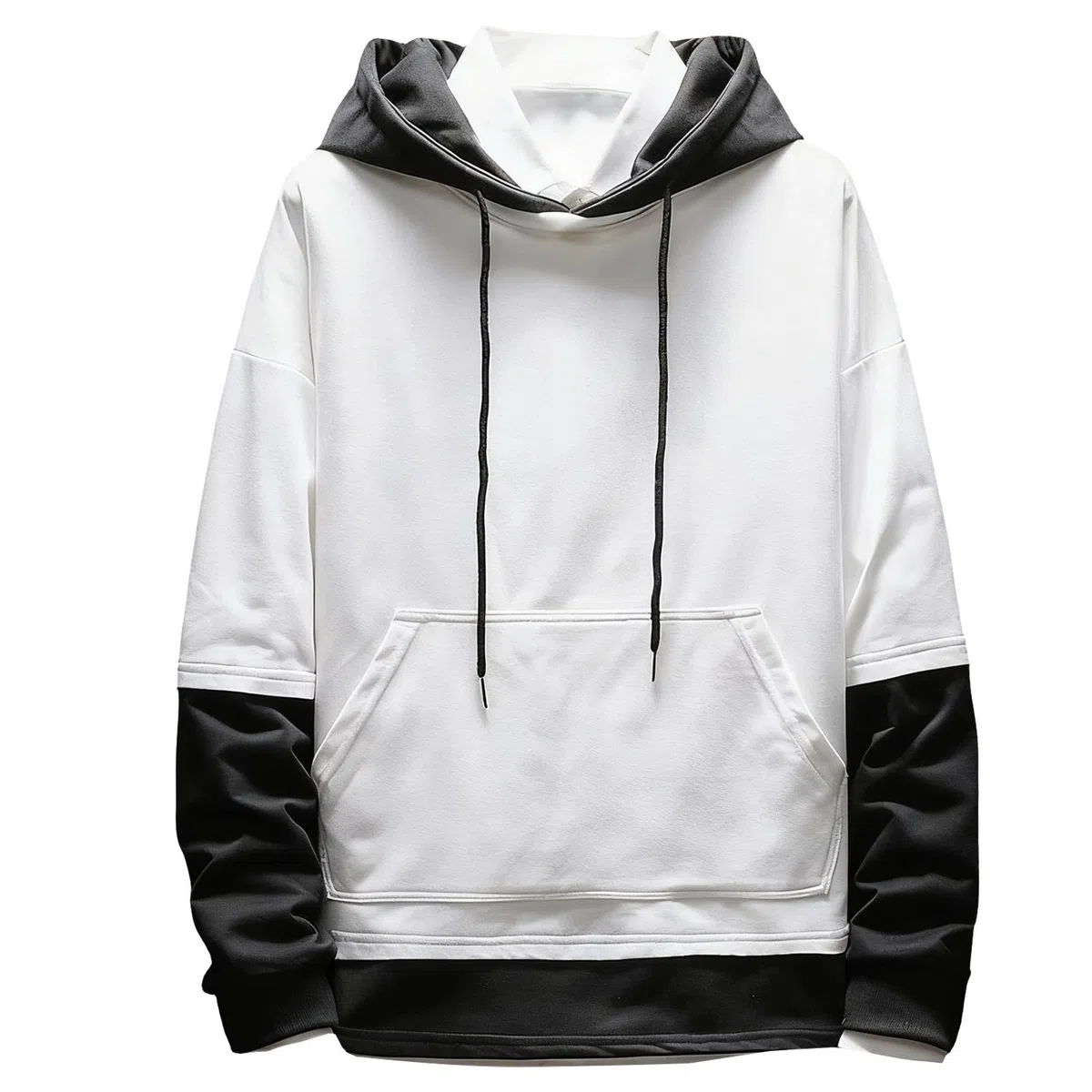 Sudaderas con Capucha Corta Sudadera Oversize Estilo Patchwork para Hombre, Nueva Otoño Juveniles (White, M) Cortavientos Hombre Running Parka Mangas Proteccion Solar Camisa Manga