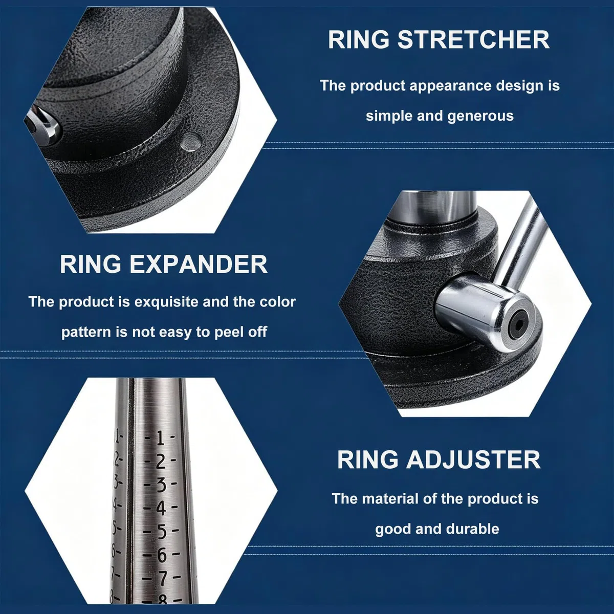 Expansor de anillos de acero, herramienta de ajuste de tamaño de anillo con 4 escalas, mandril de joyería para ampliar tamaños, accesorio para hacer joyas