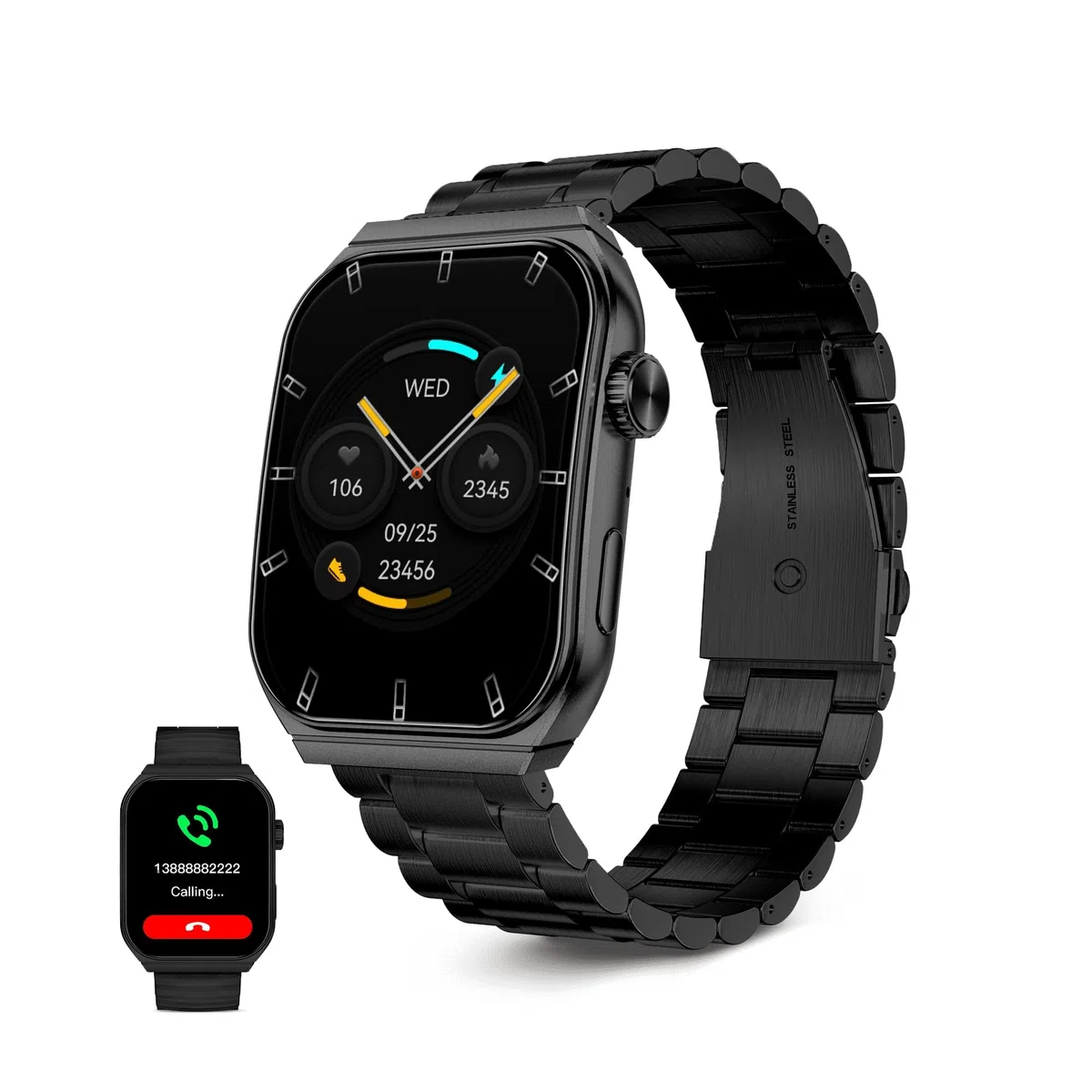 KSIX Olympo Reloj Inteligente Hombre, Smartwatch Elegante con Llamadas y Notificaciones, Fantástica Pantalla AMOLED, Monitor de Salud y Deporte, Asistentes de Voz, Autonomía 5 días, App iOS y Android
