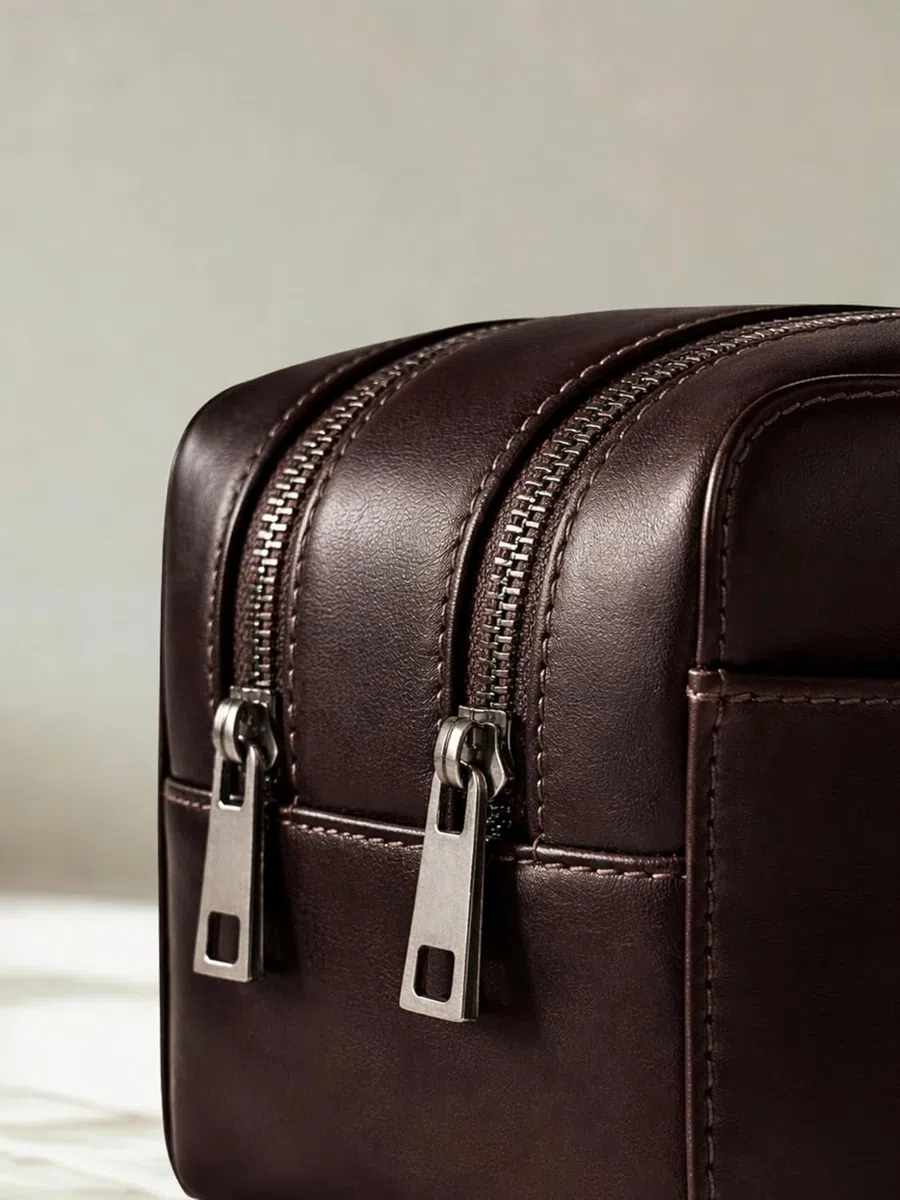 Neceser de Viaje de Cuero auténtico Atlas XL - Bolsa de Aseo para Hombre de Piel Genuina - Hecho a Mano - Diseño Elegante y Gran Capacidad para Viajes y Uso Diario