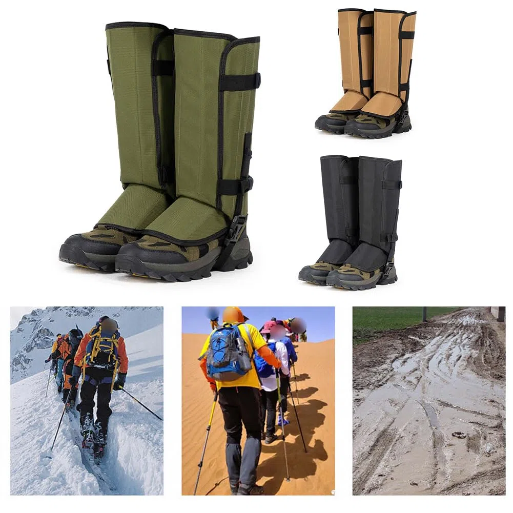 Polainas impermeables para senderismo, caza, ajustables Oxford 500D con correas elásticas, espinas de nieve y lluvia, equipo de campamento al aire libre