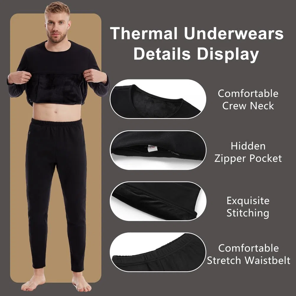 Pantalones Calefactables para Hombres, Calzoncillos Largos Eléctricos De Invierno con Forro De Felpa, Capa Base Térmica Inferior para Caza Y Esquí