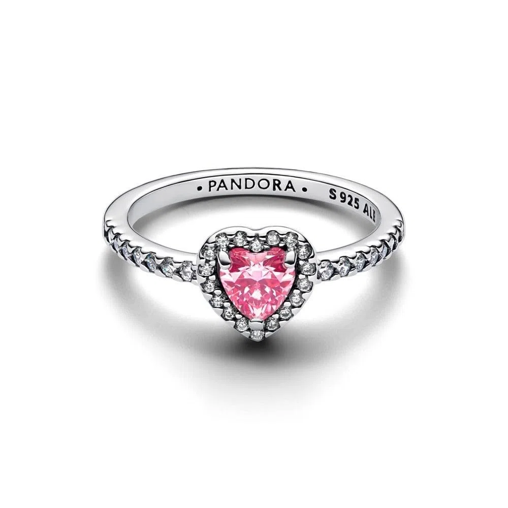 PANDORA Anillo para mujer con corazón exaltado rosa 198421C03