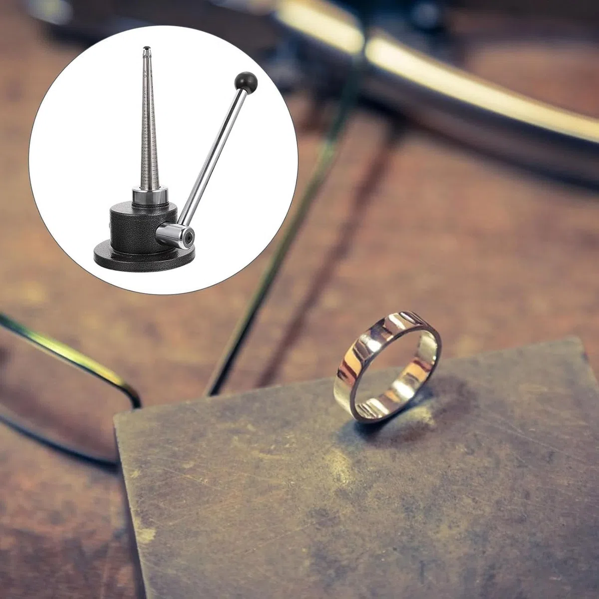 Expansor de anillos de acero, herramienta de ajuste de tamaño de anillo con 4 escalas, mandril de joyería para ampliar tamaños, accesorio para hacer joyas