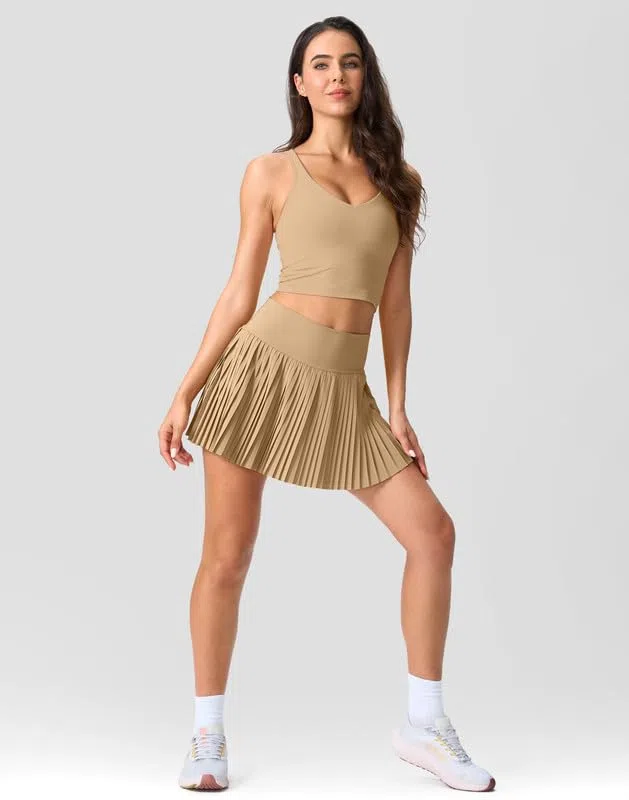 SANTINY Falda de tenis plisada para mujer con bolsillos, pantalones cortos de cintura alta, ligera, atlética, para golf, faldas