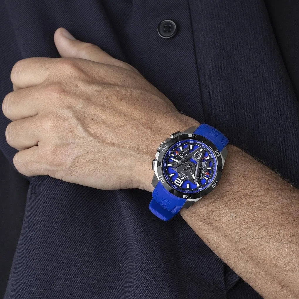 LOTUS Reloj Hombre Analógico de Acero Inoxidable y Caucho Azul