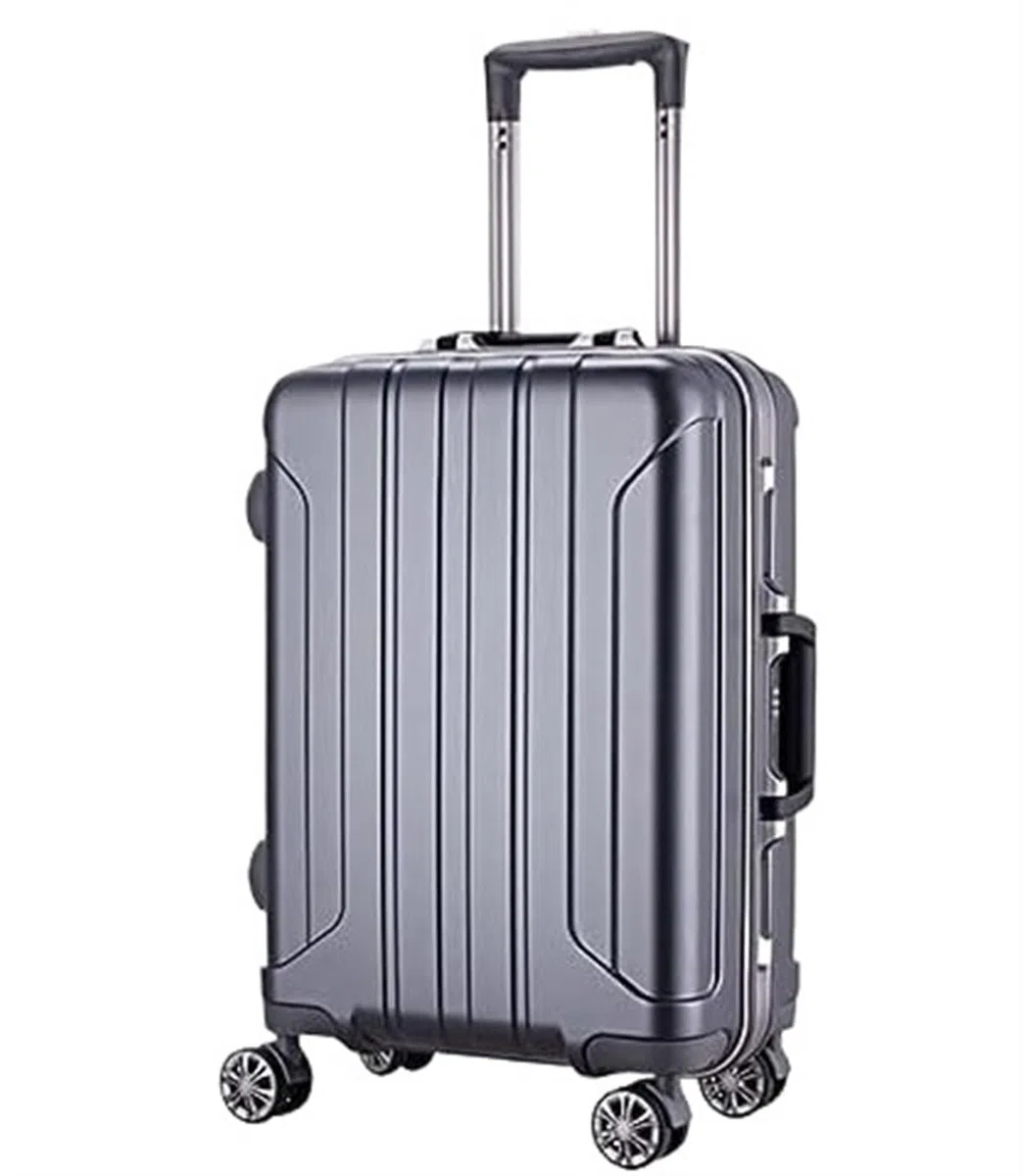 Maleta Equipaje Maleta con Ruedas De Aleación Aluminio Maletas Rayas Gruesas Duradera Portátil Equipaje de Mano(D,20inch)