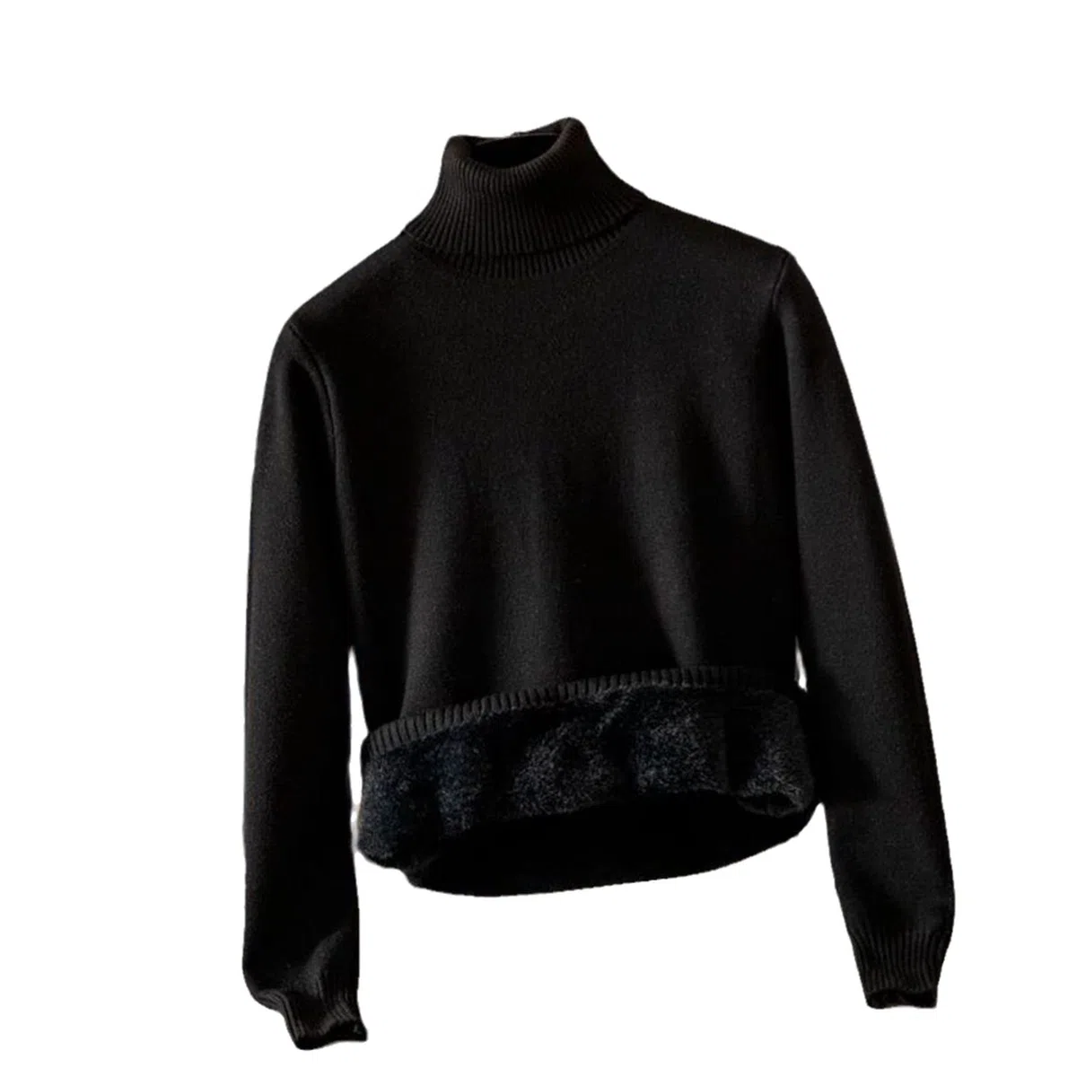 Invierno cálido suéter mullido mujeres cuello alto elegante jersey jersey de punto