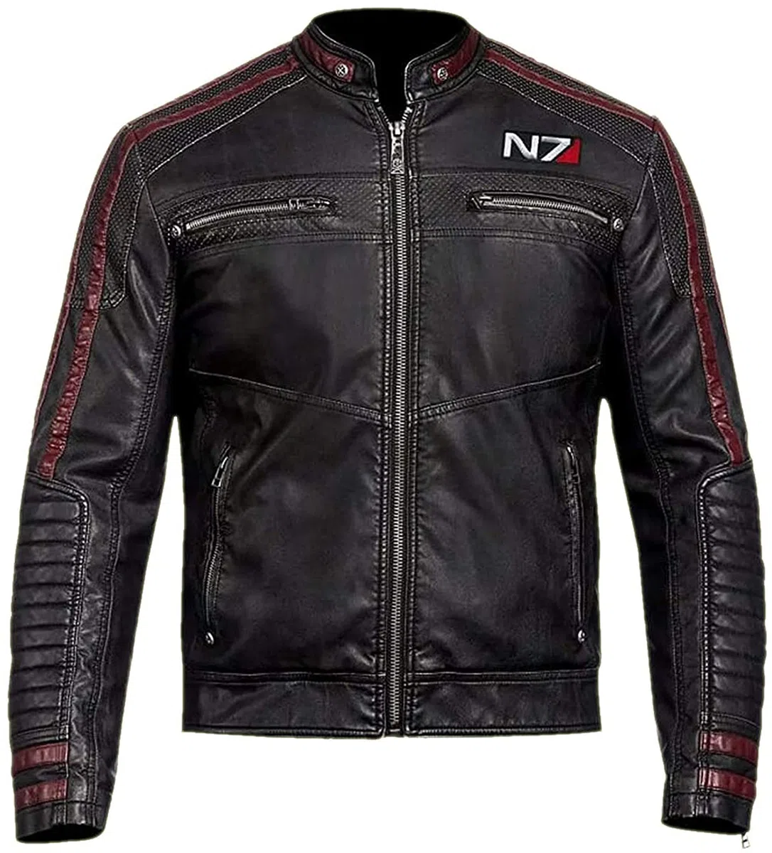 s Hombres MassEffect Mass Effect 3 Chaqueta de cuero de combate para hombres - MassEffect Chaqueta de cuero negro