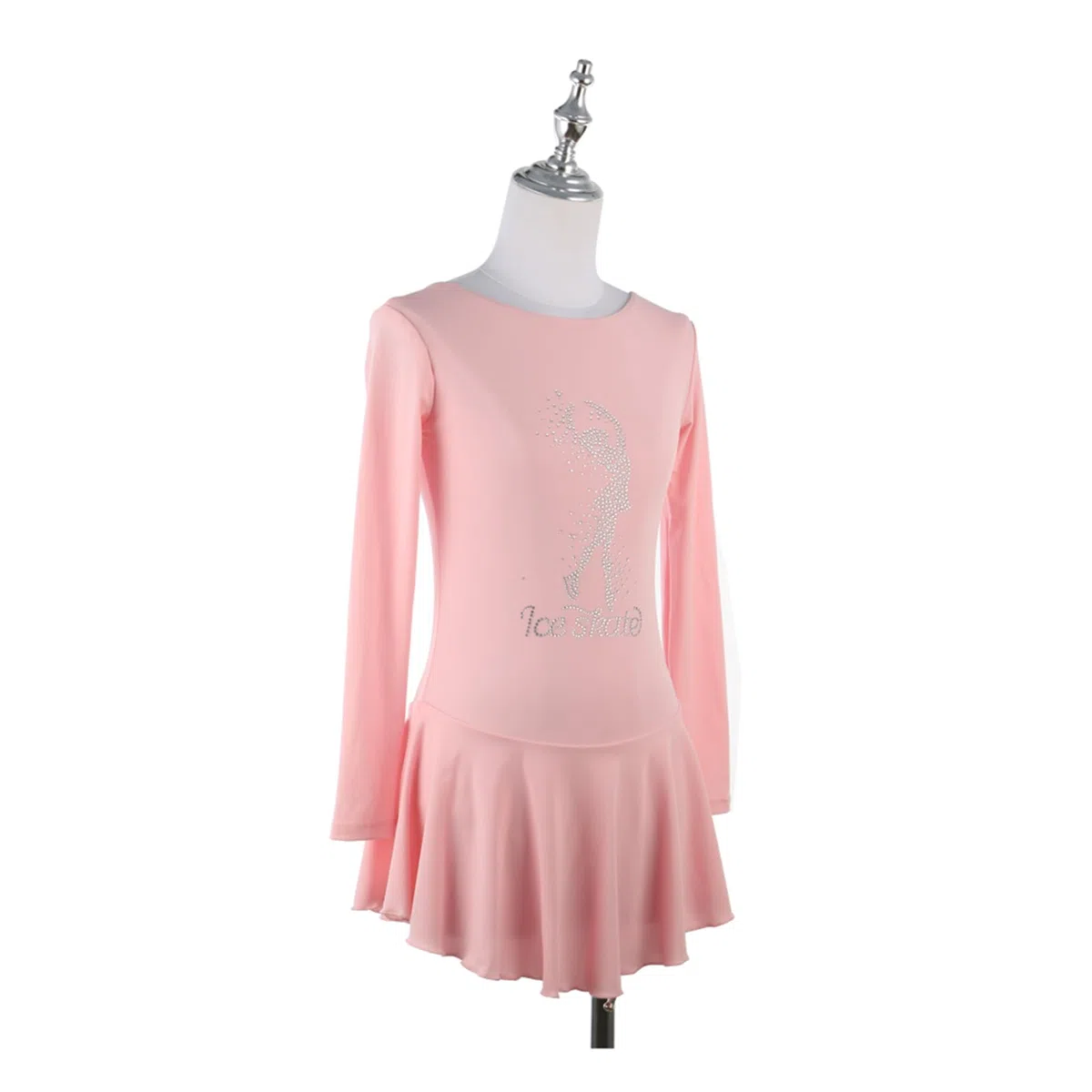 Vestido de Patinaje artístico, Traje de competición cómodo con Diamantes de imitación de Color sólido, Leotardo de Danza de Ballet lírico y Gimnasia, Vestido de Patinaje sobre Hielo (Rosa 3XL)
