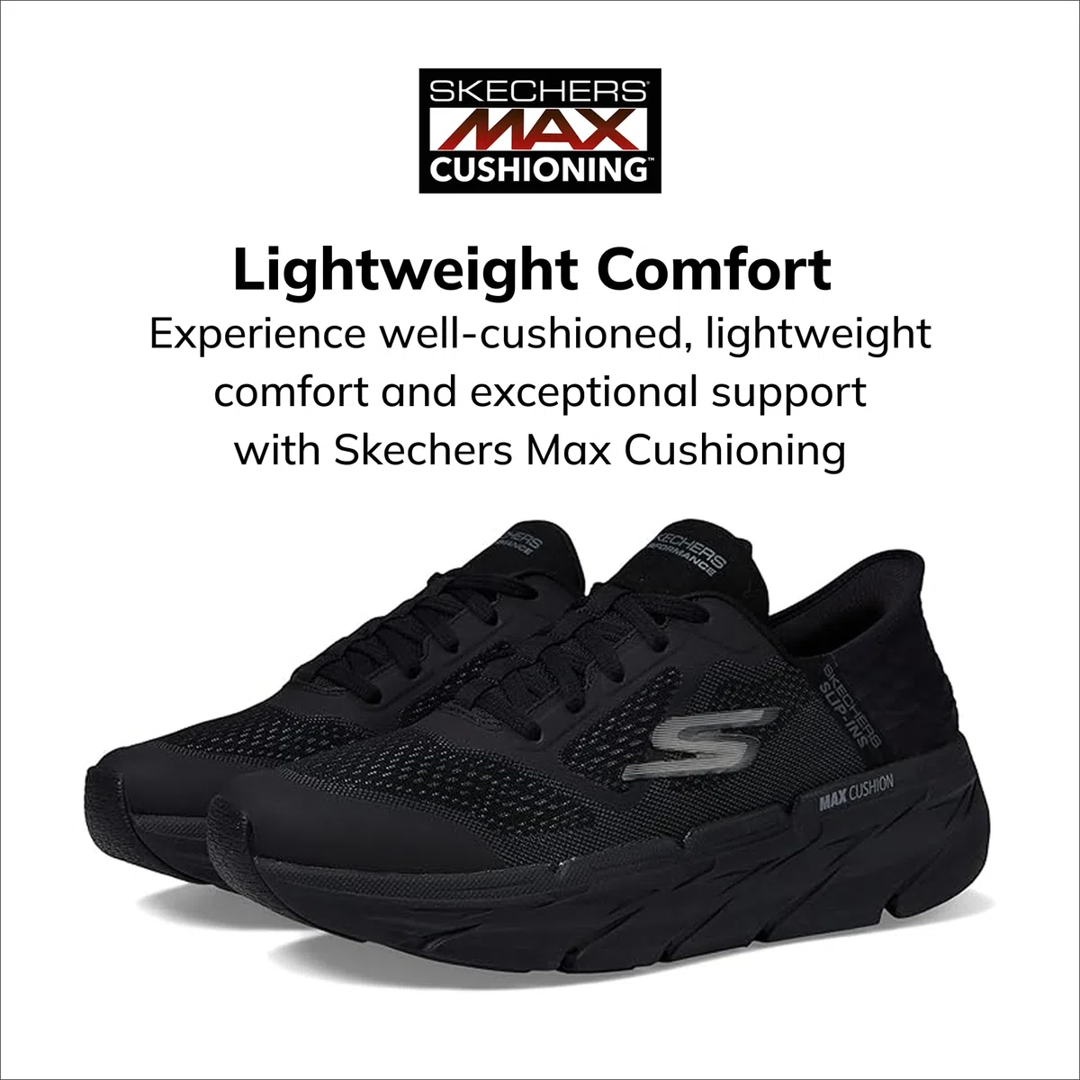 Skechers MAX Cushioning Slip-ins – Zapatillas de Entrenamiento Atlético para Caminar con Espuma Viscoelástica ZapatillasHombre