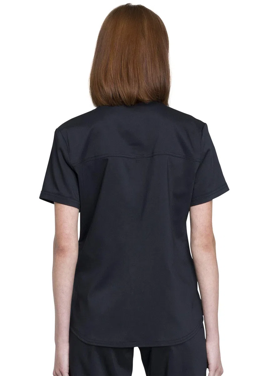 Cherokee WW657 - Conjunto de uniforme médico para mujer, cuello en V, pantalones quirúrgicos de tiro medio con cintura elástica de punto, WW115, color negro, talla L/pantalón L