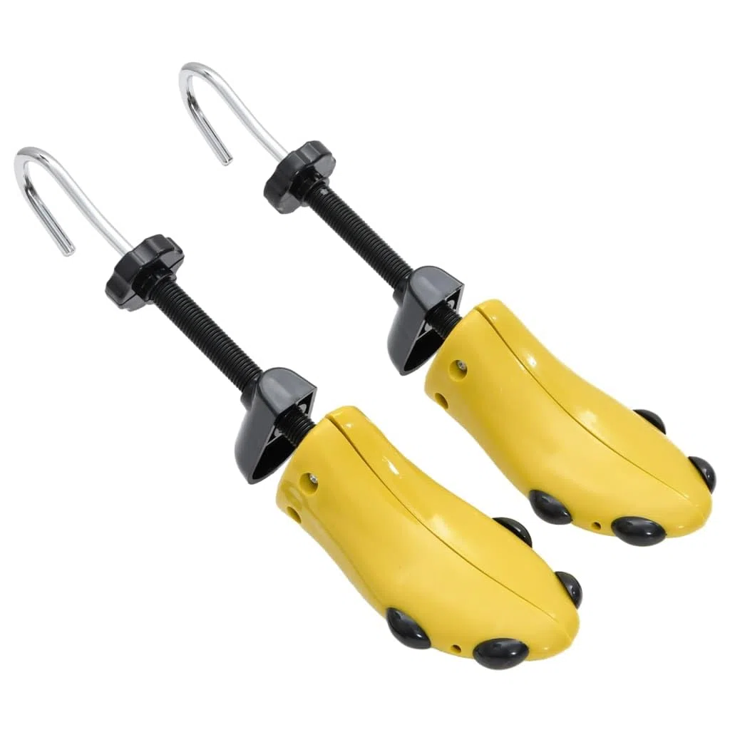 Horma de zapatos con calzador de plástico amarillo EU 41 – 46, 4 posiciones, expansor de zapatos y soporte de forma para botas de hombre, zapatos deportivos y zapatos de cuero