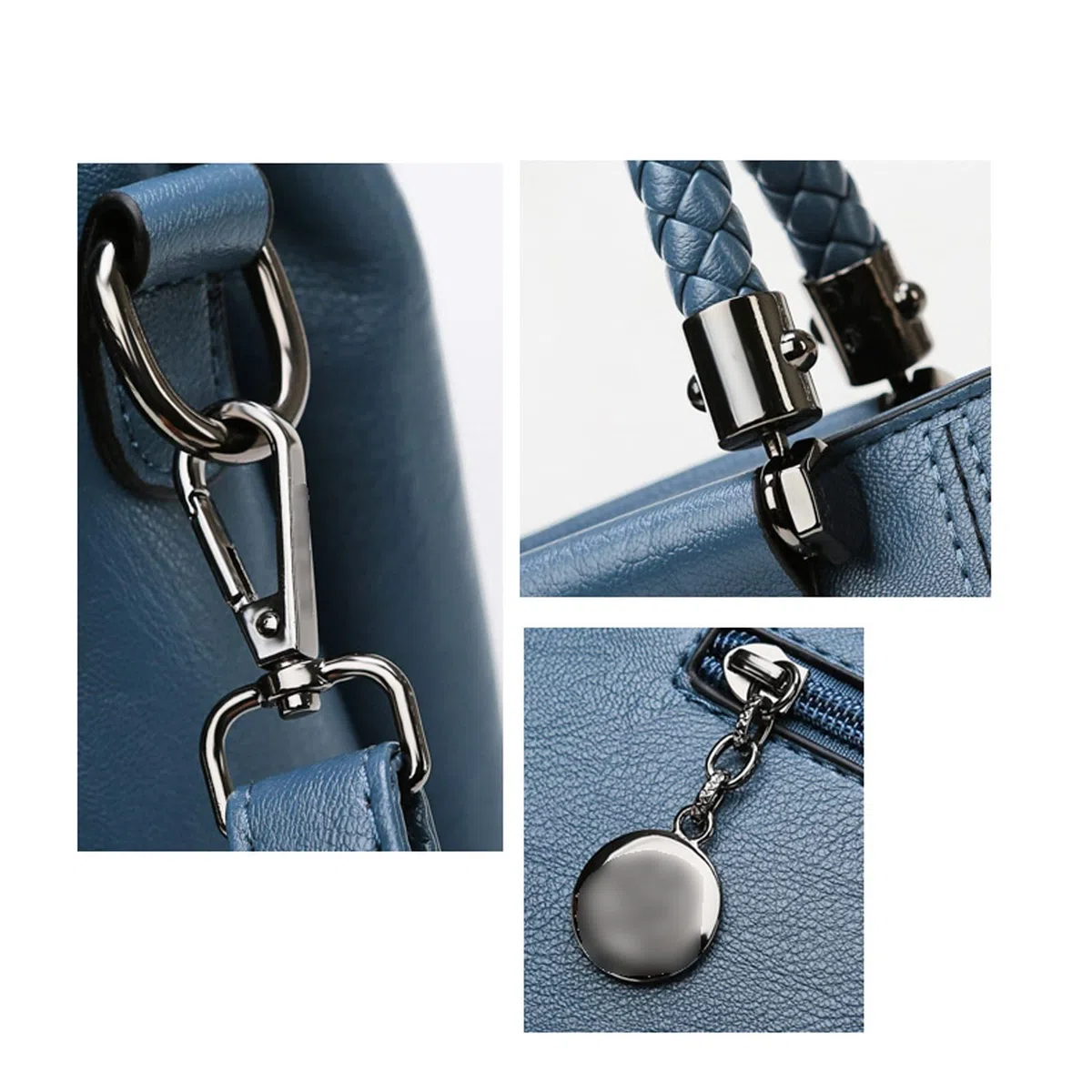 DieffematicDJB Bolso Mujer Bolsos de Cuero Bolsos de Mujer, Hilo Bordado Bolso Multicapa de múltiples Capas, Bolso de Mensajero de Cuero Suave de Gran Capacidad para Mujer (Color : Blue)
