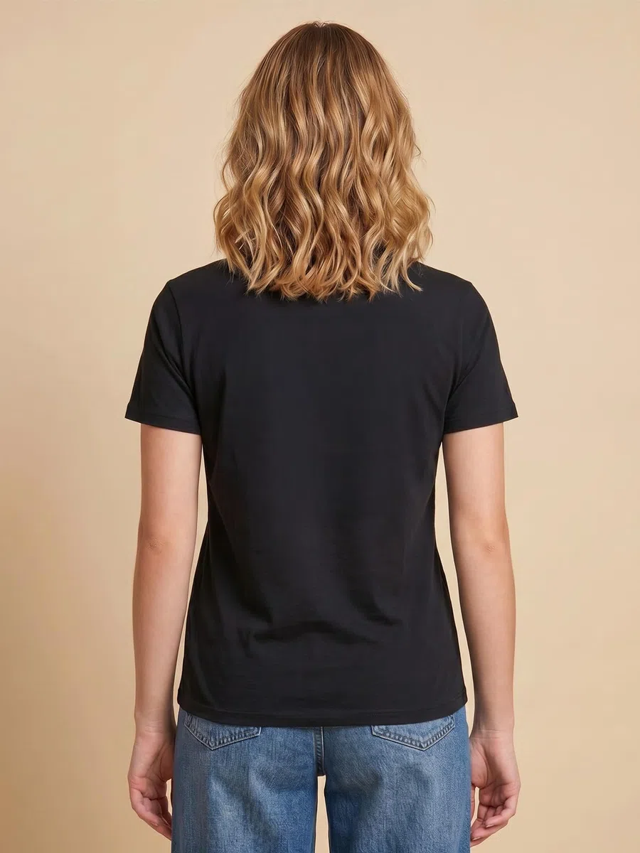 JUNEBERRY® Camiseta estampada de algodón puro para mujer de corte regular para uso diario, viajes y fines de semana (blanco, cisne y negro)
