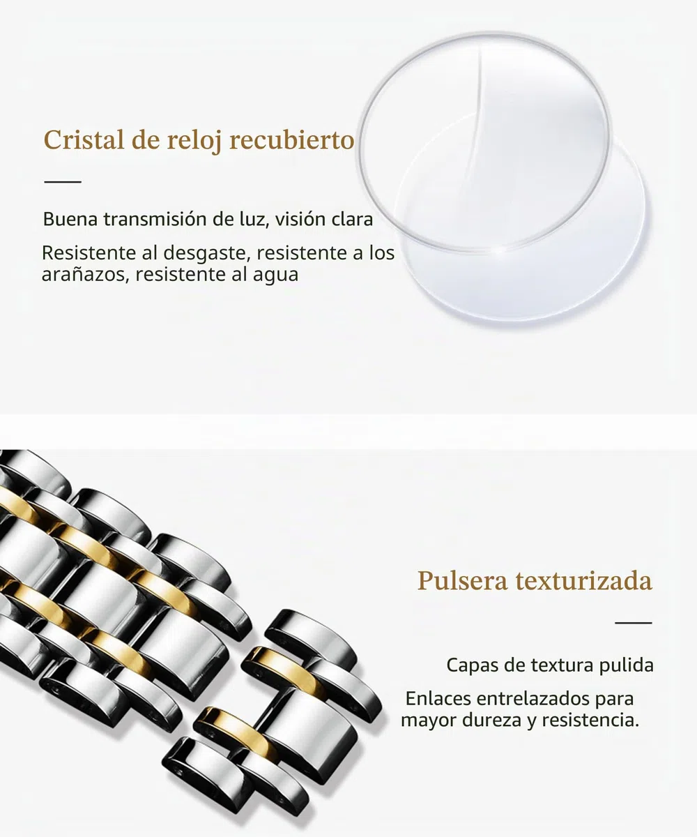 OLEVS Juego de Relojes para Parejas con Cuerda automática mecánica automática para Hombres y Mujeres, Luminoso, Impermeable, de Acero Inoxidable